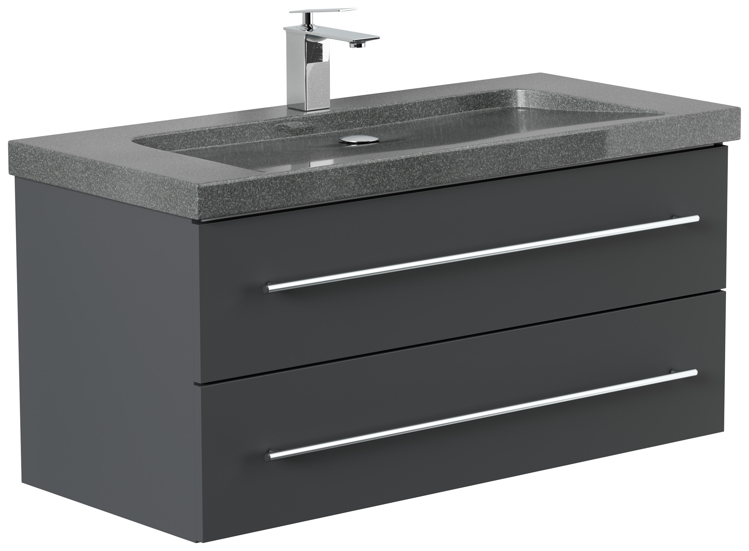 Badmöbel Granit G654 Damo 100 cm 1 Hahnloch SoftClose grafit