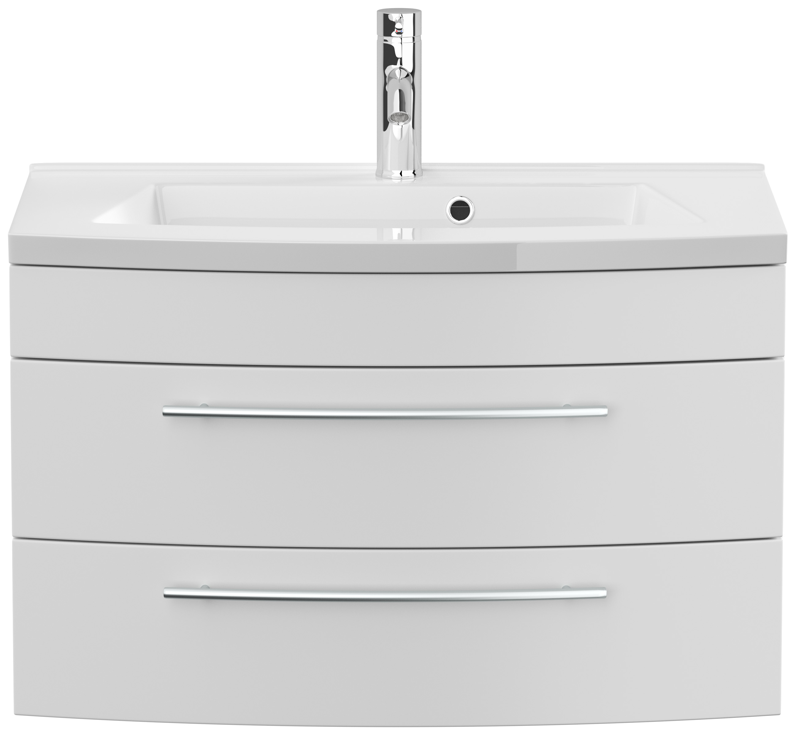 Badmöbel Bella 80 mit runder Front SoftClose lackiert weiss matt