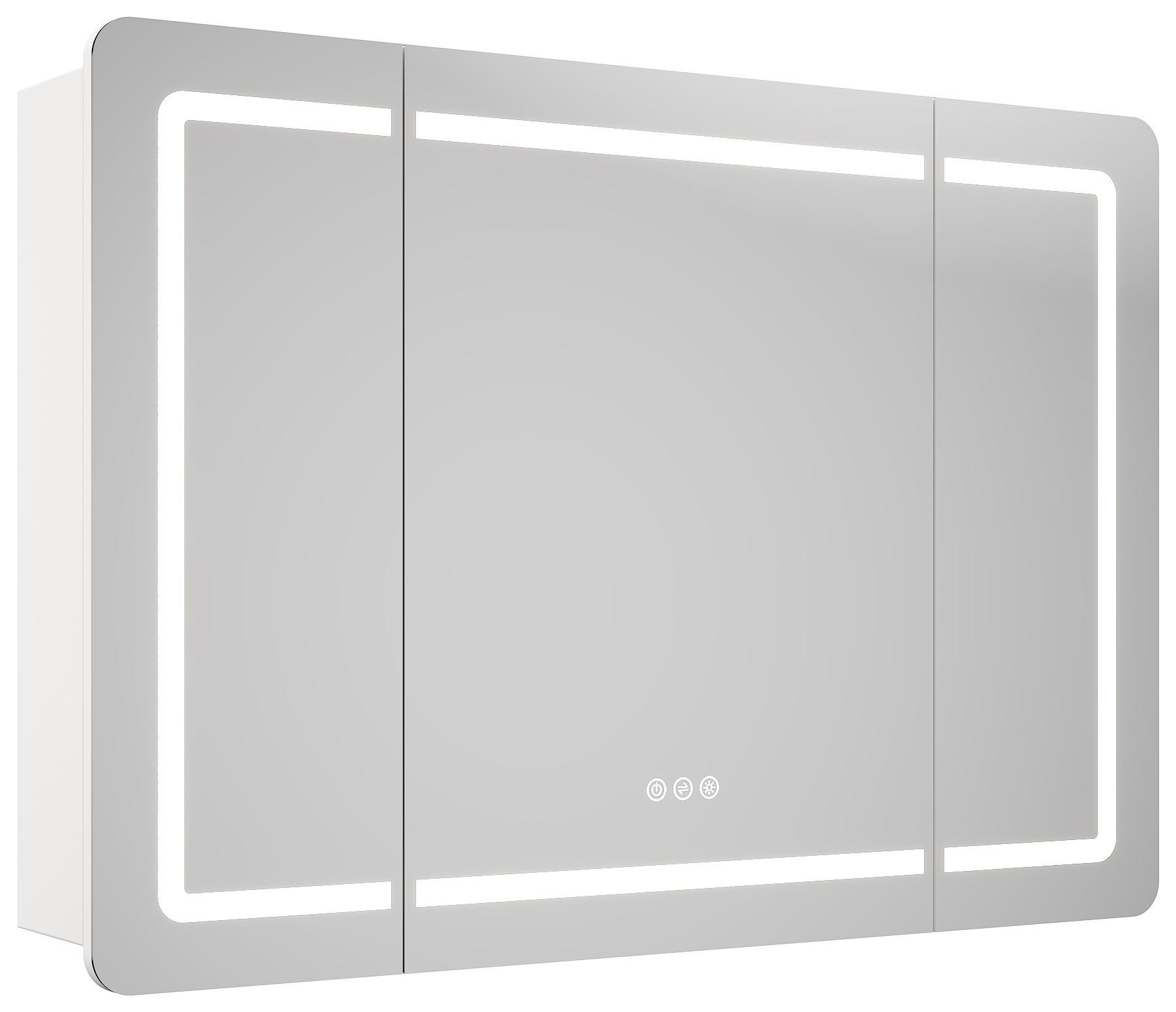 Spiegelschrank Riva 100 cm inkl. LED-Lampe und Glasböden montiert weiß matt