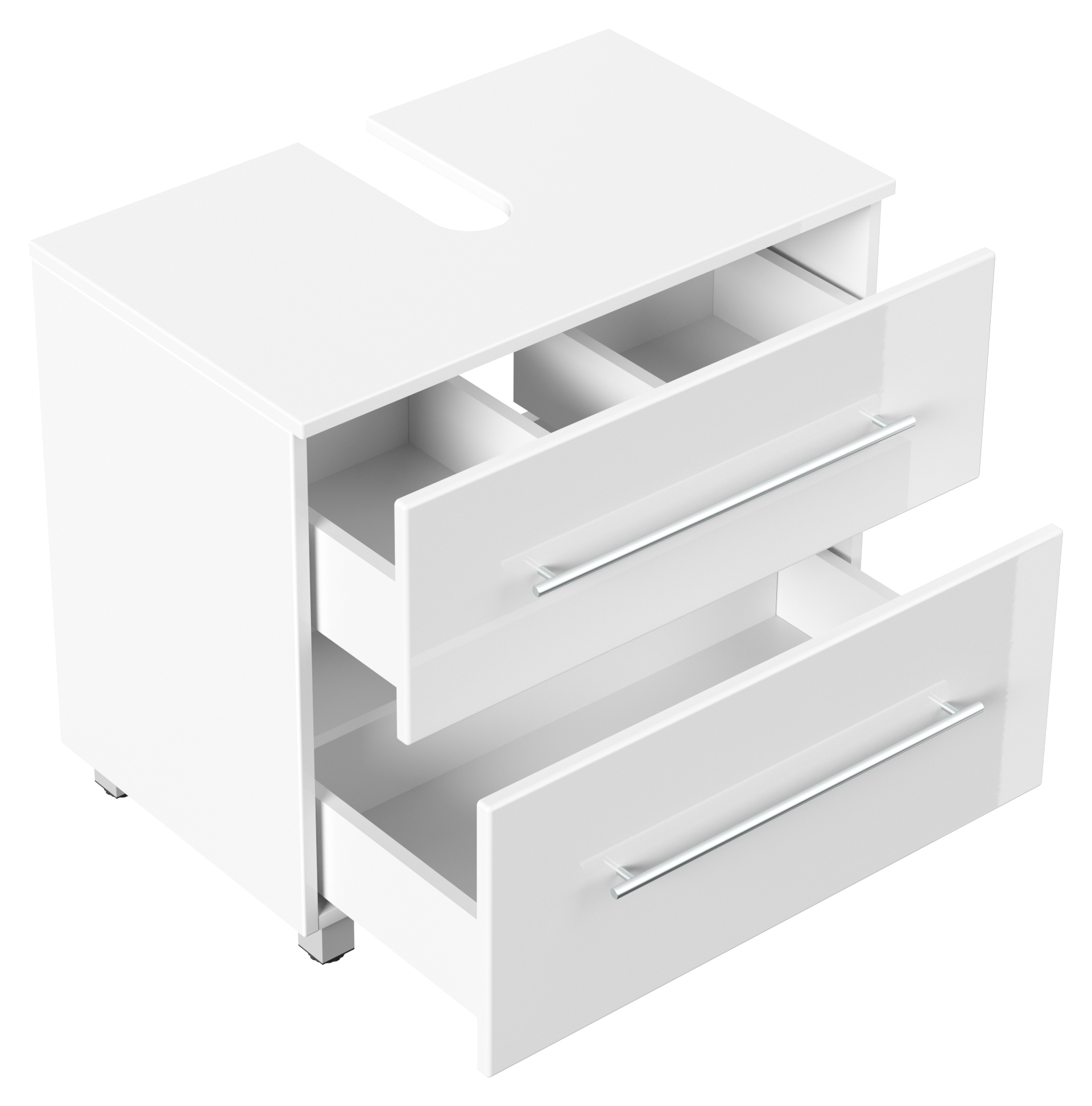 Universal Unterbau auf Standfüßen 70 cm SoftClose weiss hochglanz