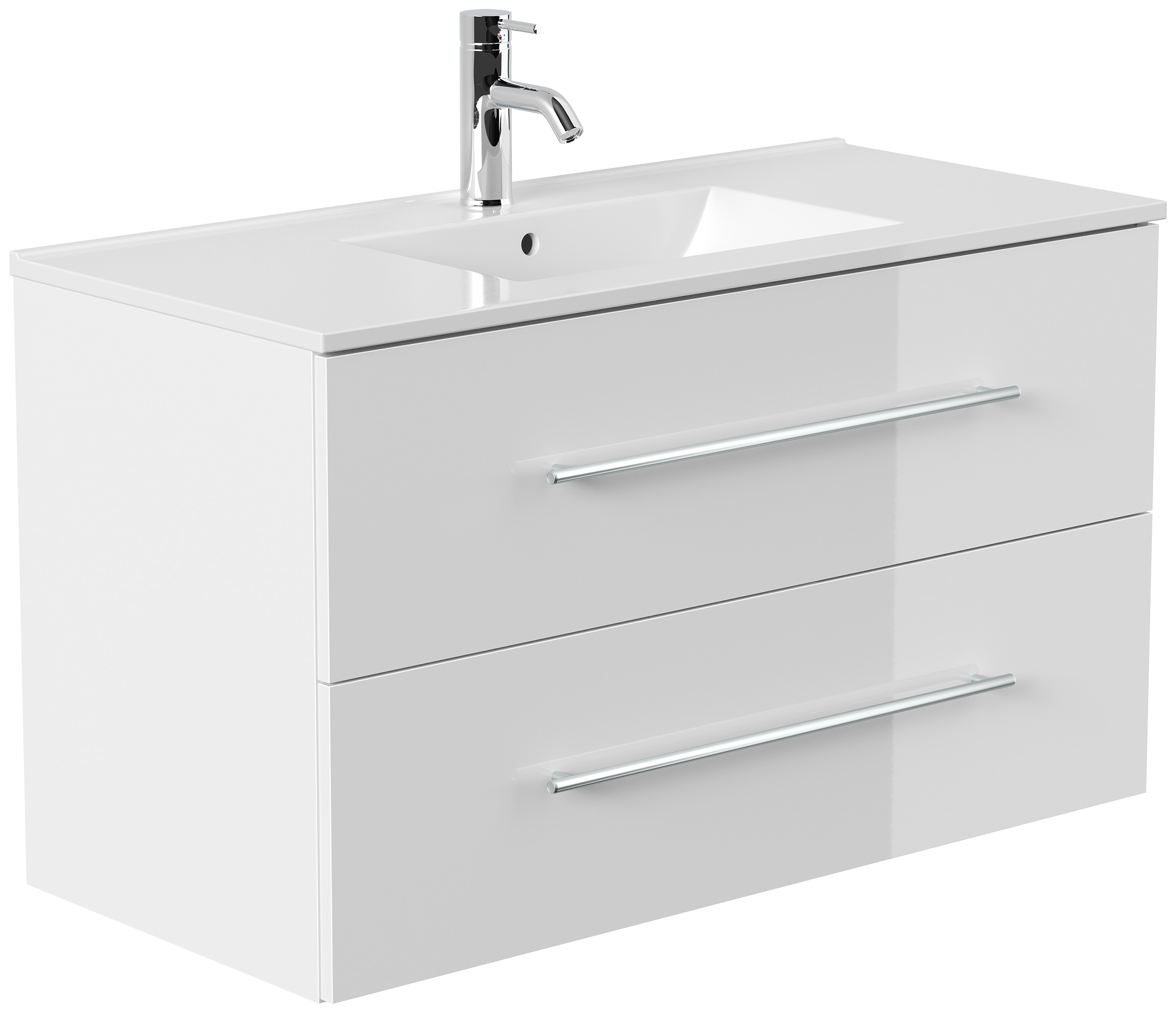 Badmöbel Set Firenze 100 3tlg. Spiegelschrank & Seitenschrank weiß hochglanz