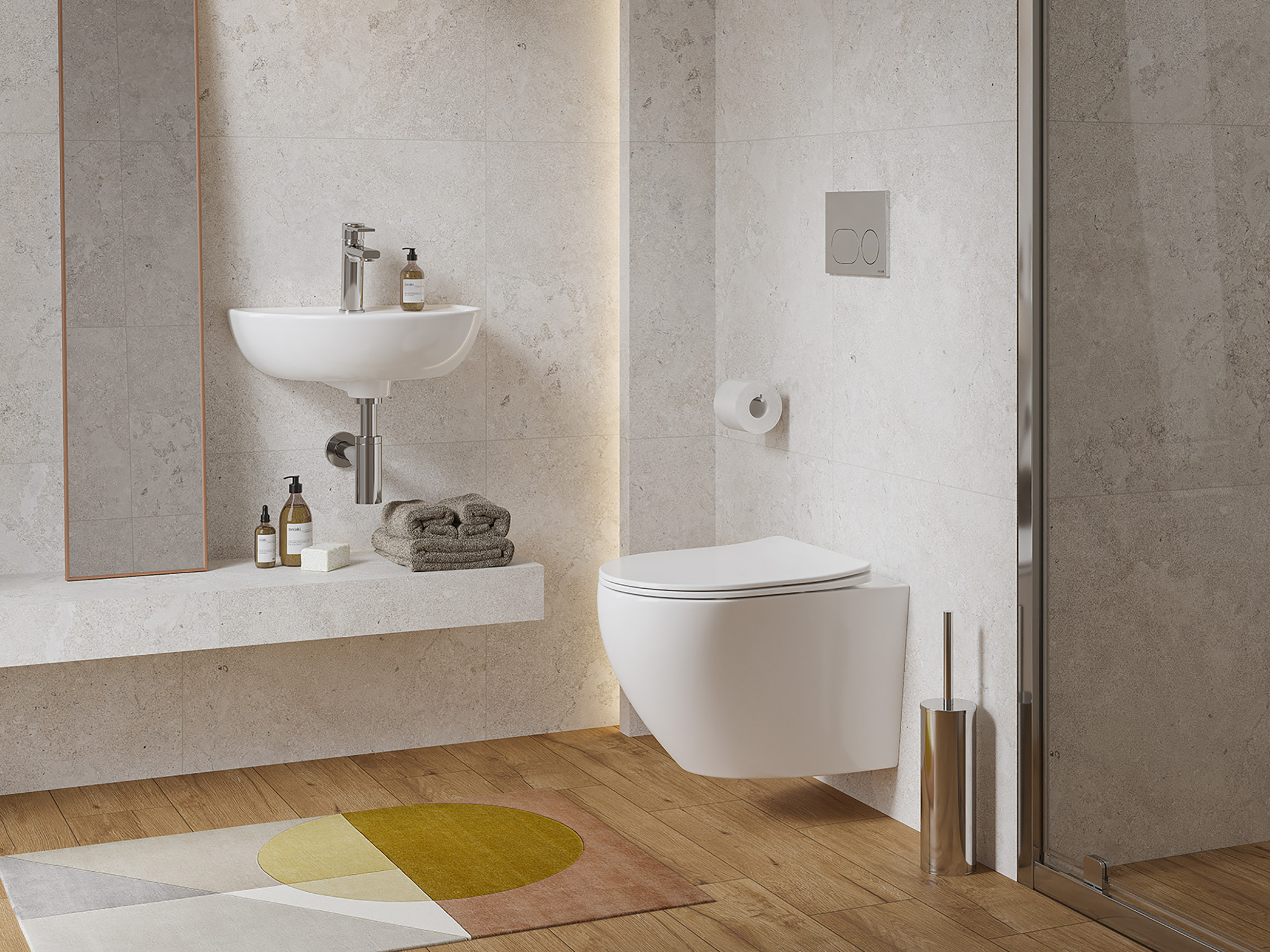 Wand-WC Komplettset DESSE mit WC-Sitz-Absenkenautomatik und Tornado-Spülung