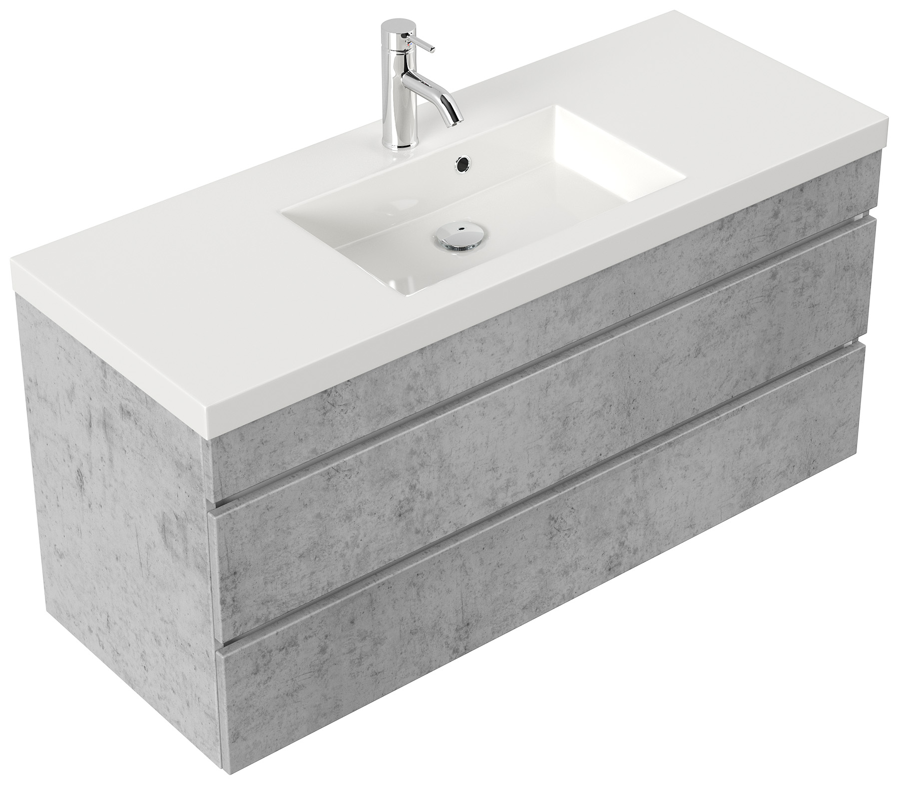 Badmöbel GENEVA 120 SoftClose beton mit grifflosen Schubladen