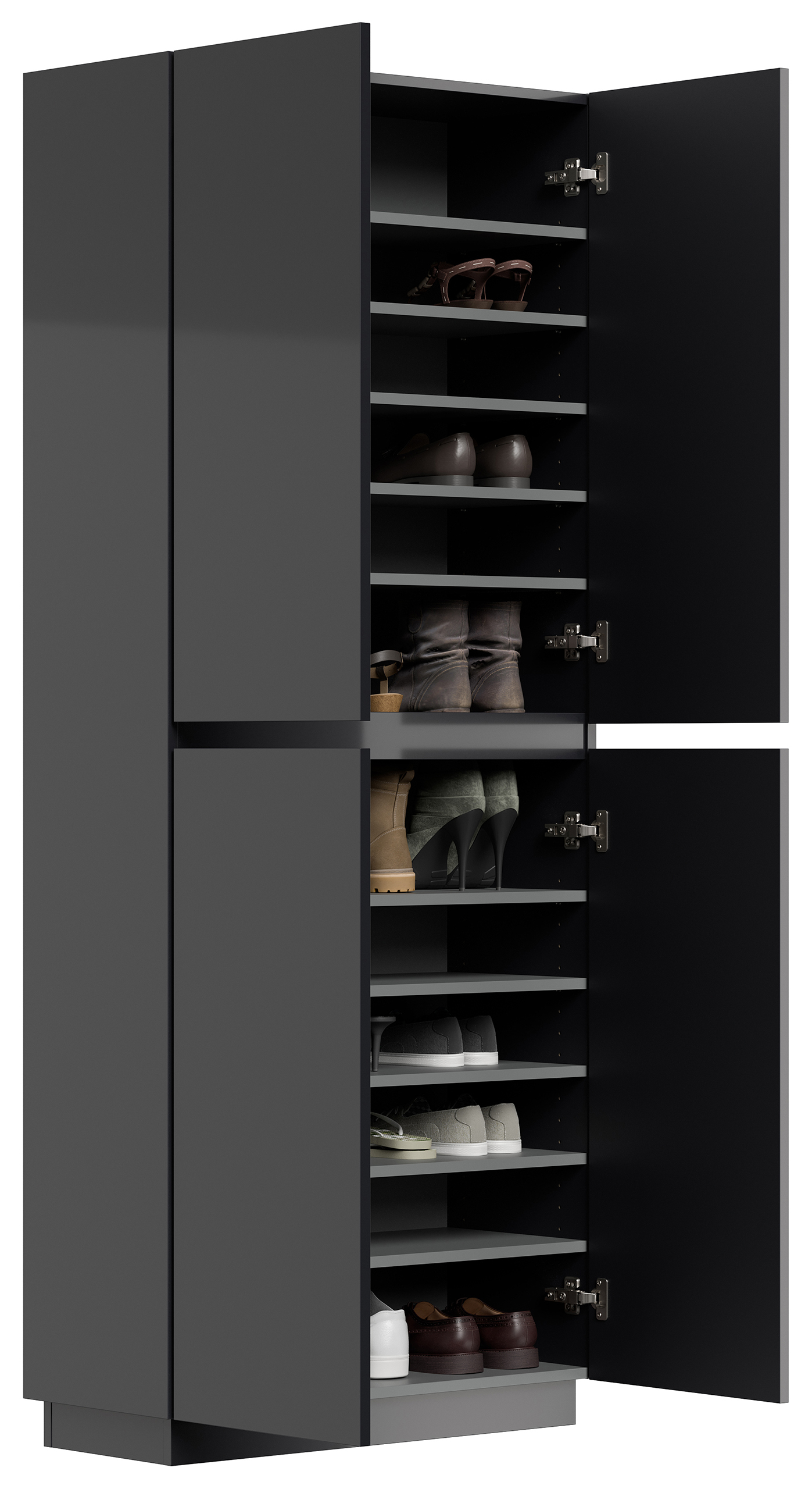 Schuhschrank Pes 4 Türen 36 Paar Grafit hochglanz