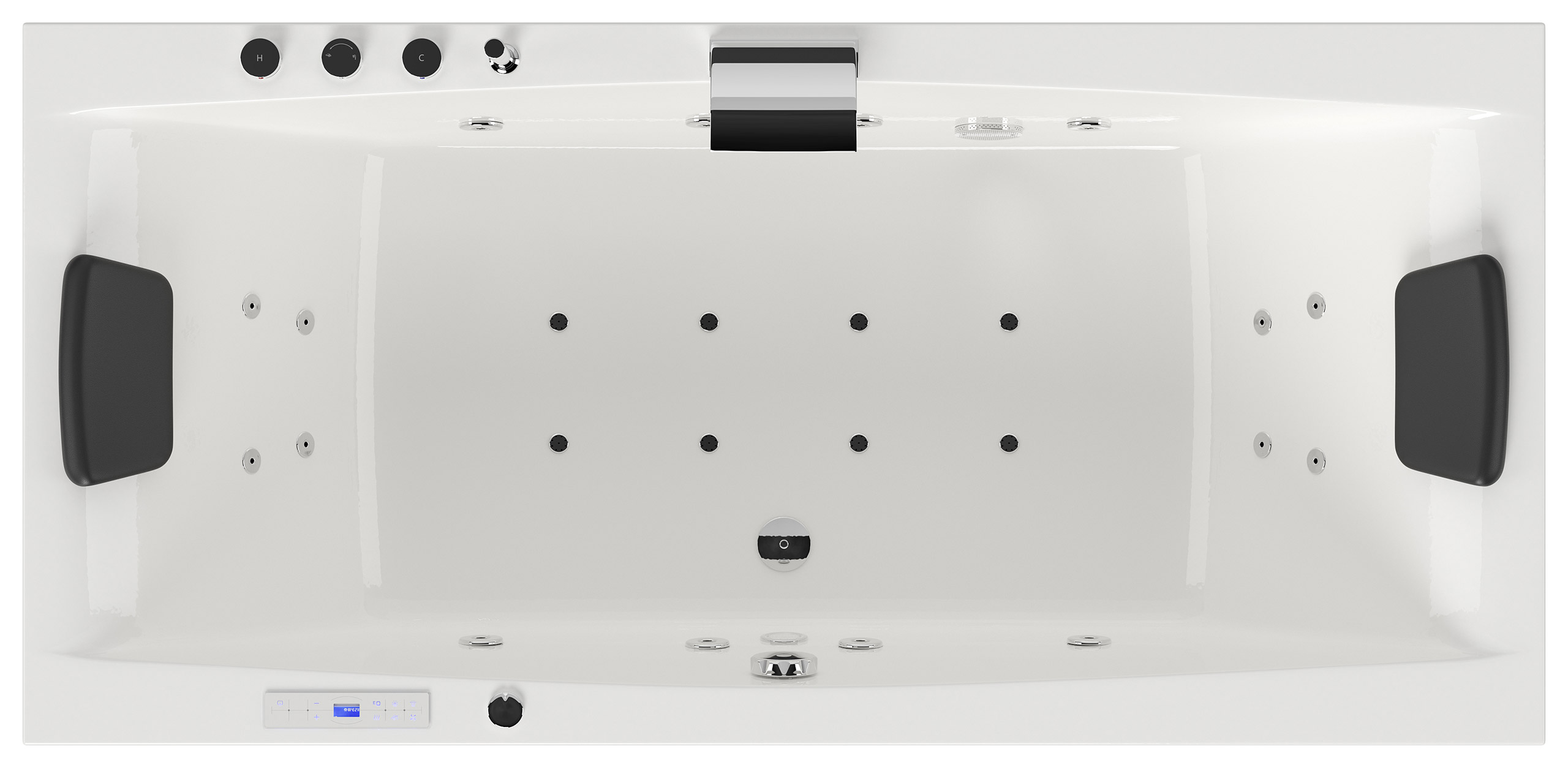 Rechteck Whirlpool Unity 190x90 Made in Germany 24 Düsen Befüllung Überlauf