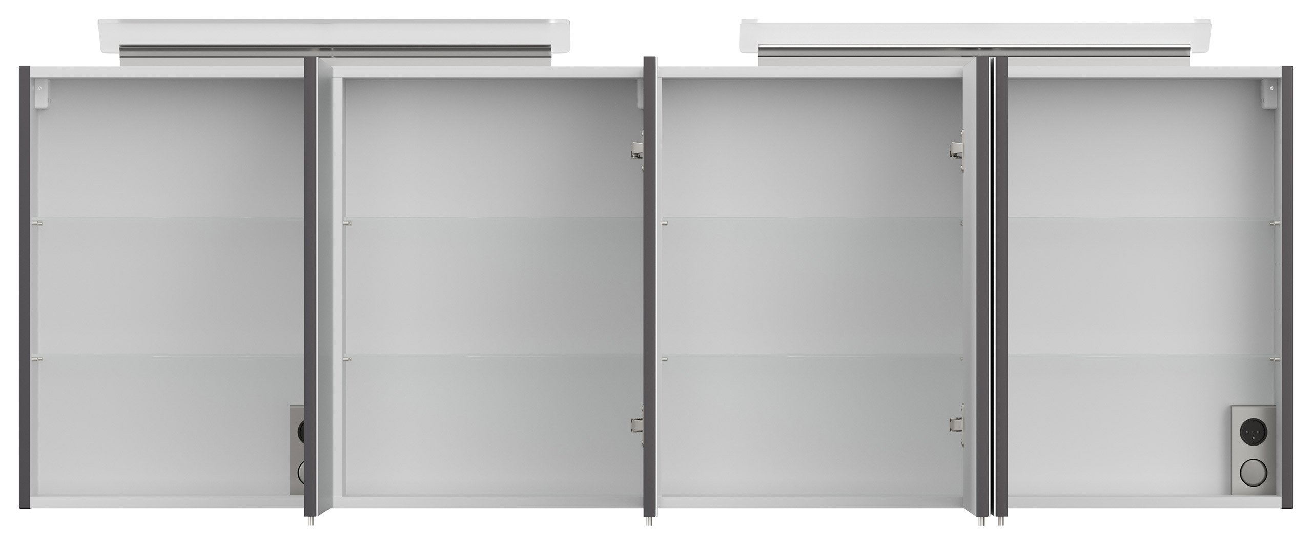 Spiegelschrank 180cm mit Acryl-Lampe und Glasböden Anthrazit