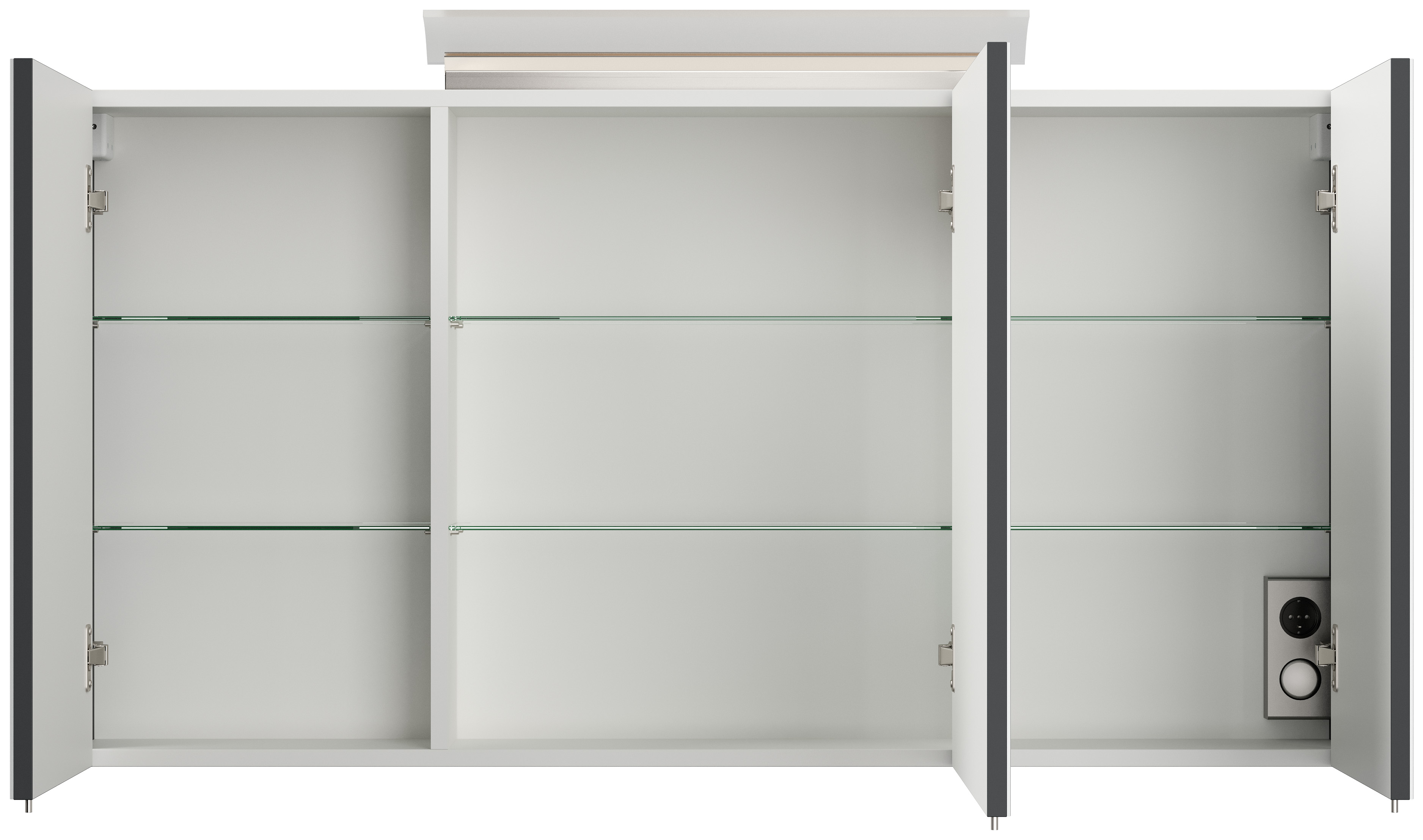 Badmöbelset Helios 4-teilig Spiegelschrank 2x Hochschrank grafit