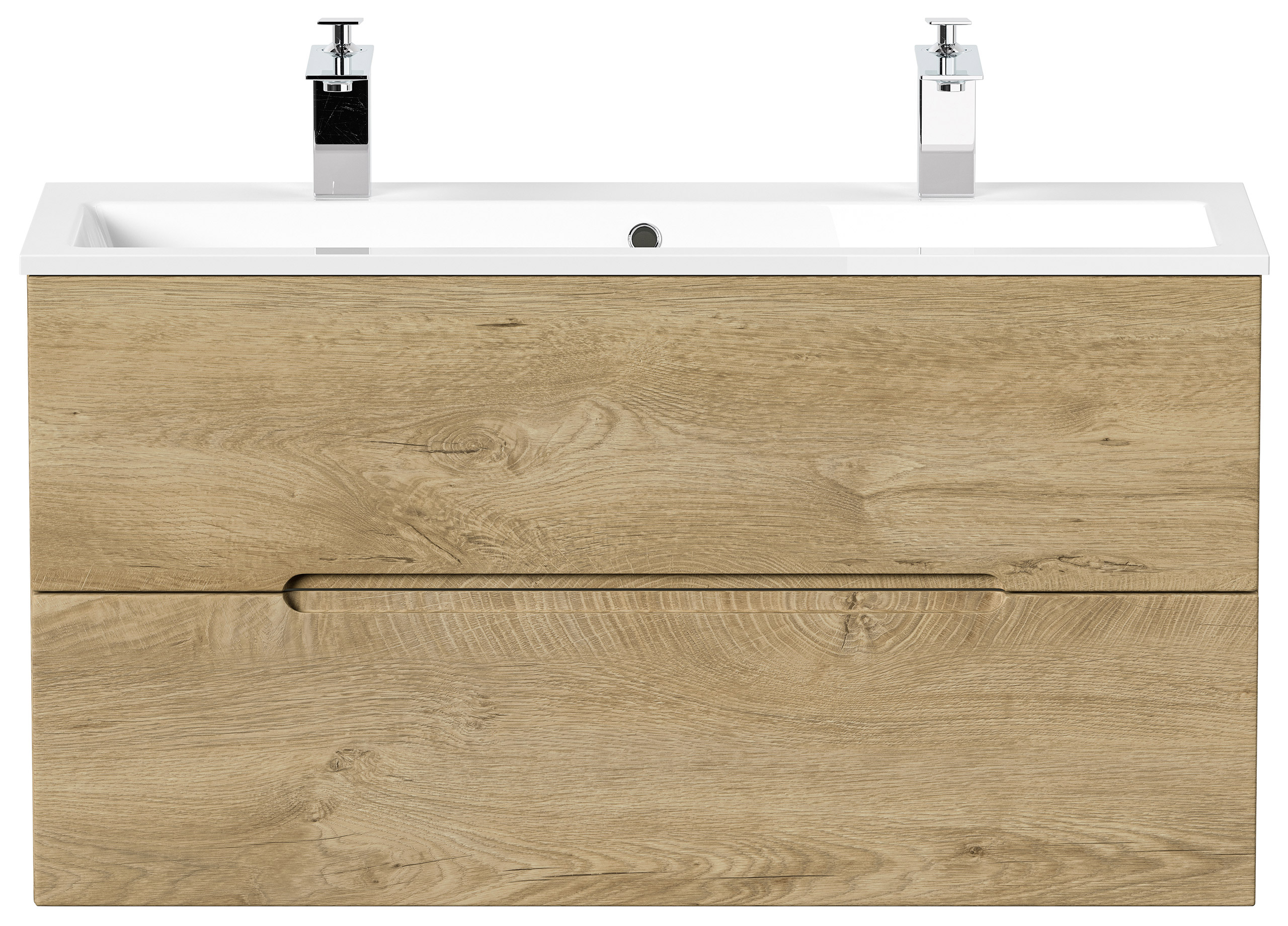 Badmöbel Mars 1000 SlimLine, 2-Hahnloch SoftClose Schubladen eiche klassik