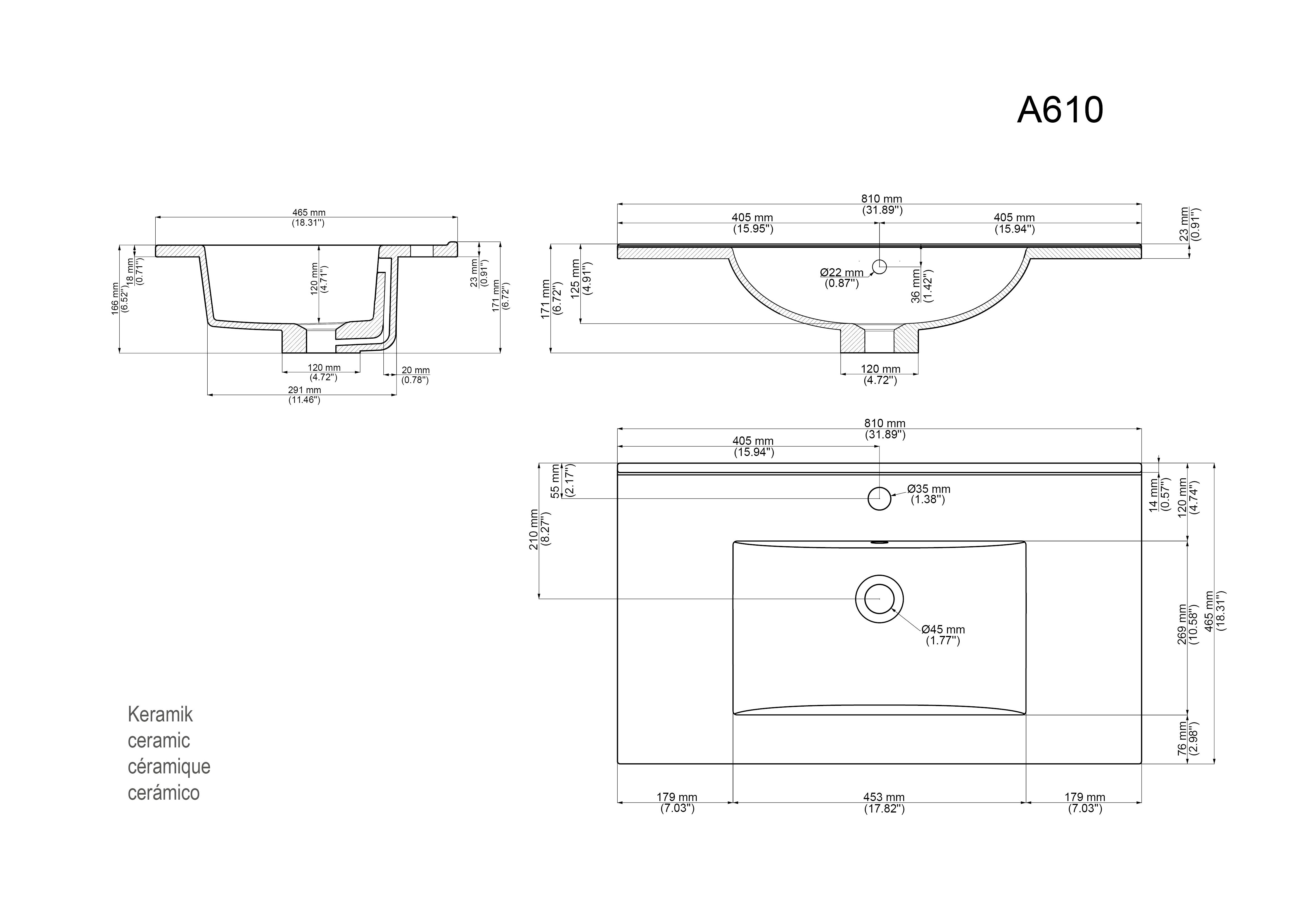 Badmöbelset Taifun 80cm 3tlg mit Spiegelschrank & 3er Boxen Set grafit