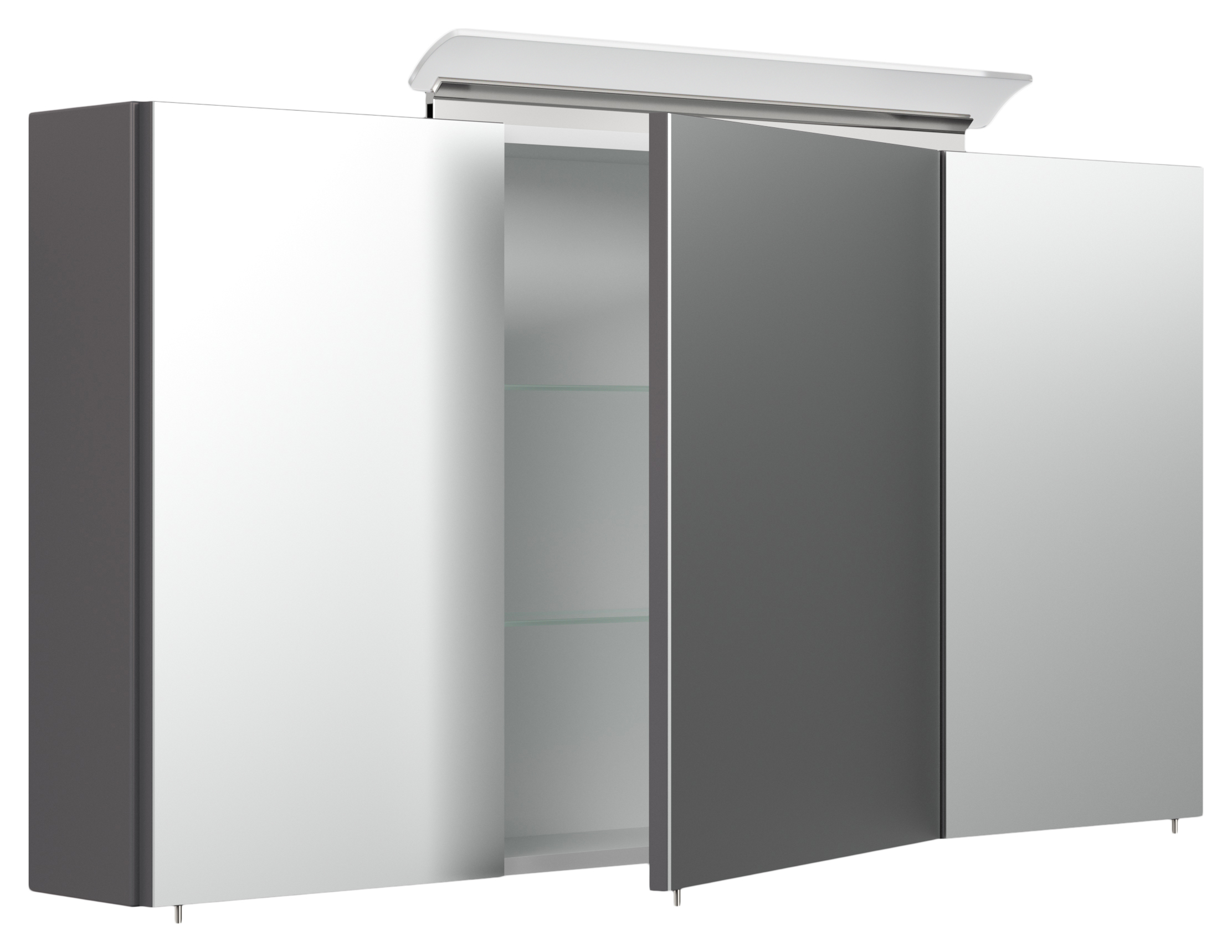 Spiegelschrank 120cm inkl. Design LED-Lampe und Glasböden anthrazit