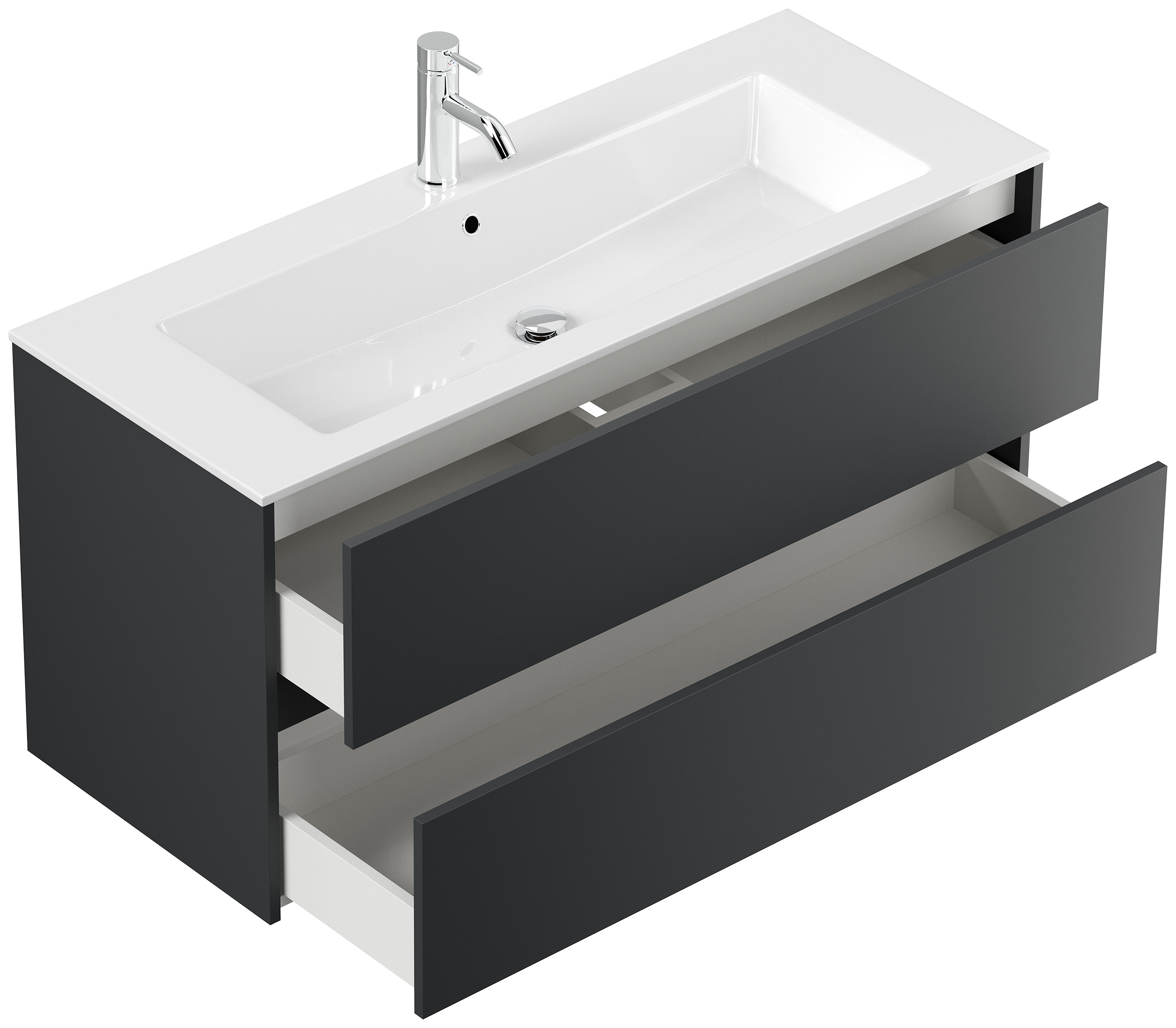 Badmöbel Set Taifun 3tlg. 120 cm mit Spiegelschrank & Hochschrank Grafit