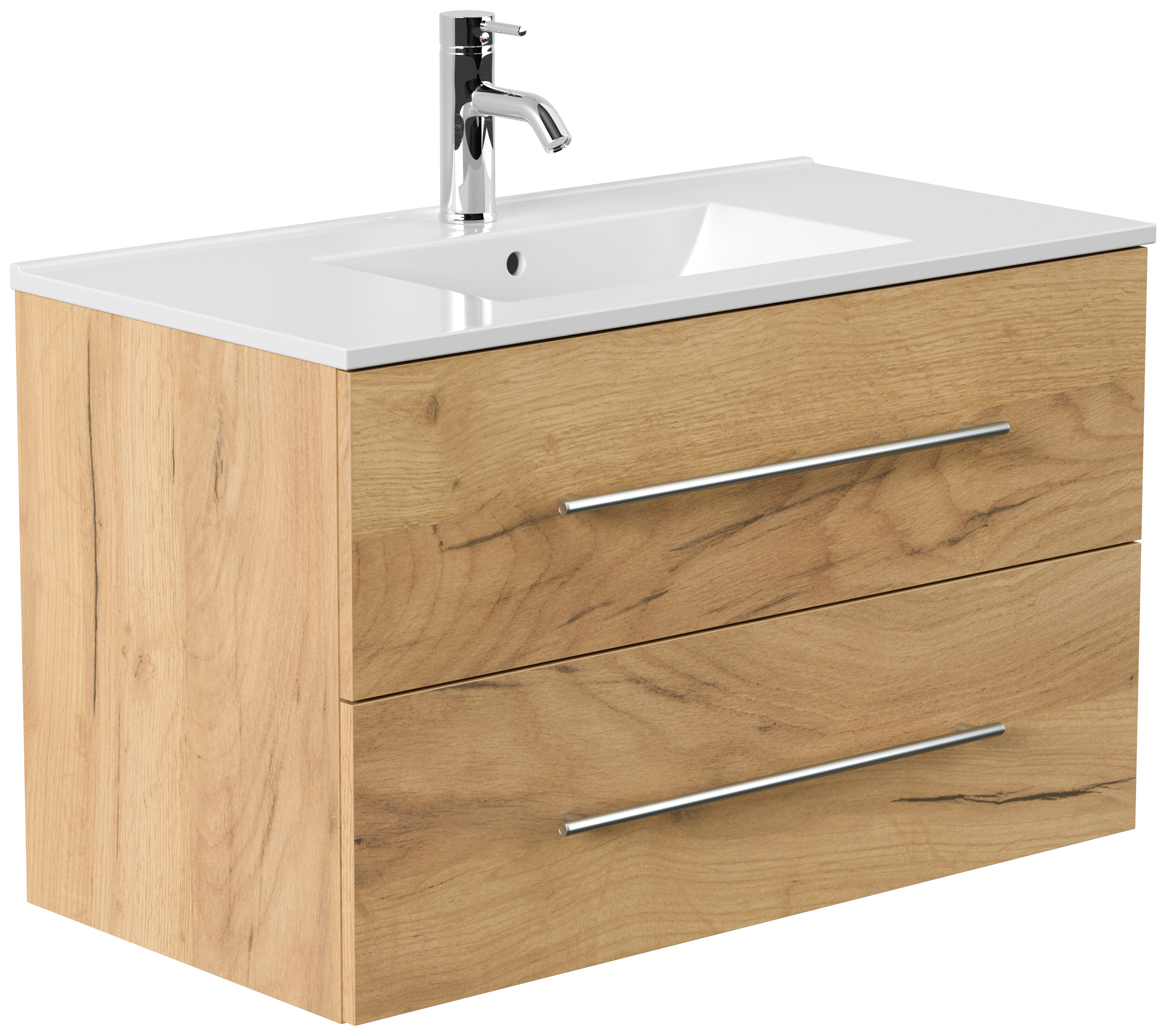 Badmöbel Set Firenze 90 2tlg. Spiegelschrank Softclose eiche gold