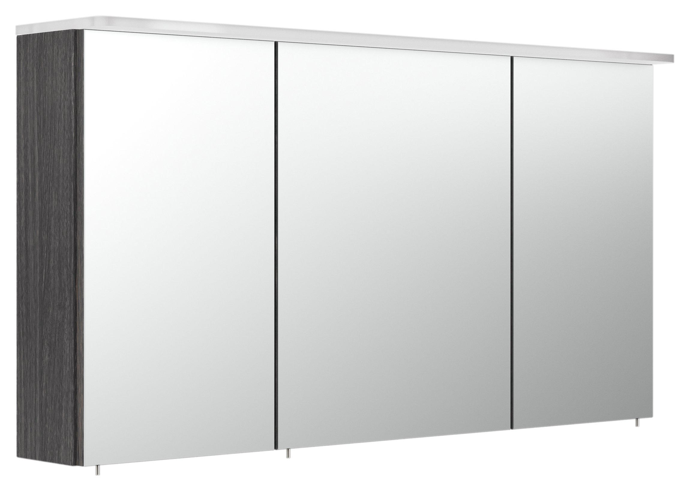 Spiegelschrank 120cm inkl. Design Acryl-Lampe und Glasböden anthrazit gemasert
