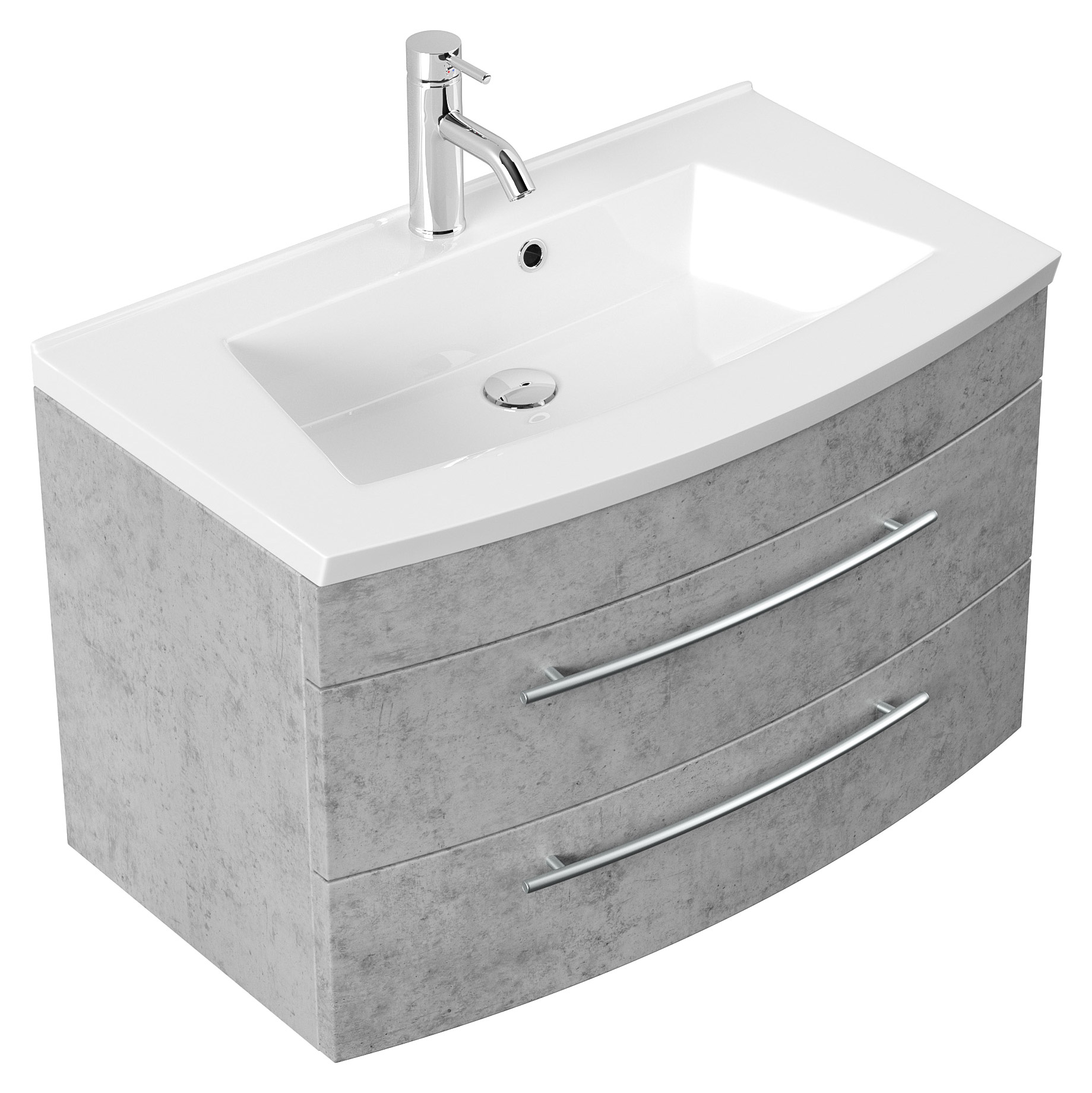 Badmöbel Bella 80 mit runder Front SoftClose beton