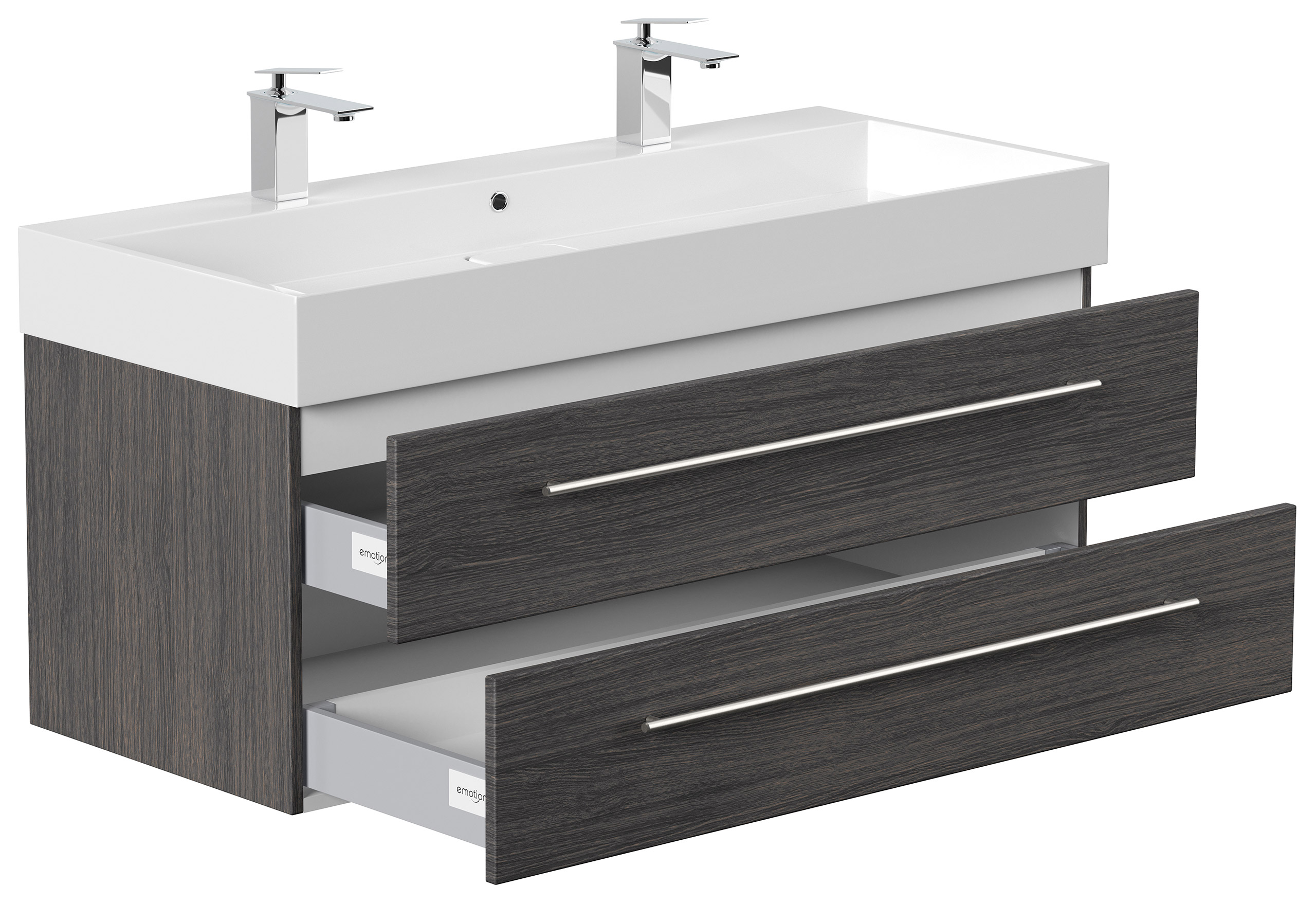 Badmöbel Design 1200 Doppel anthrazit gemasert