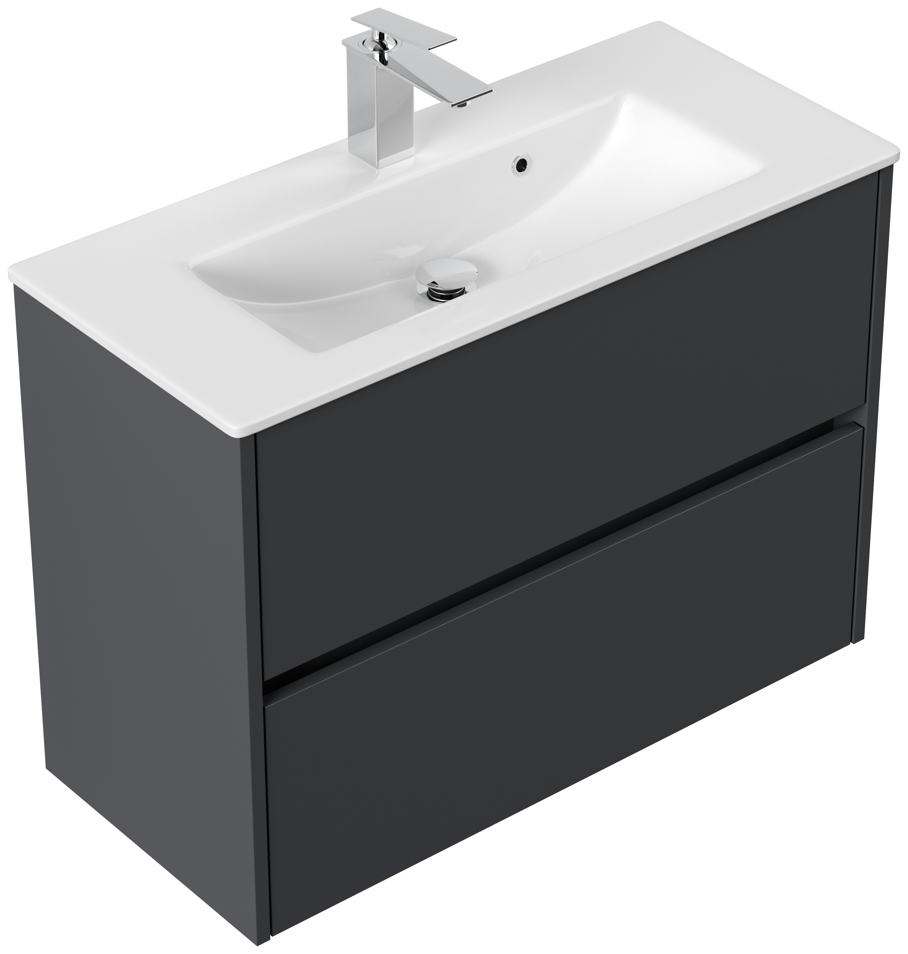 Badmöbel Set Taifun Slimline 80cm & LED Spiegel grafit