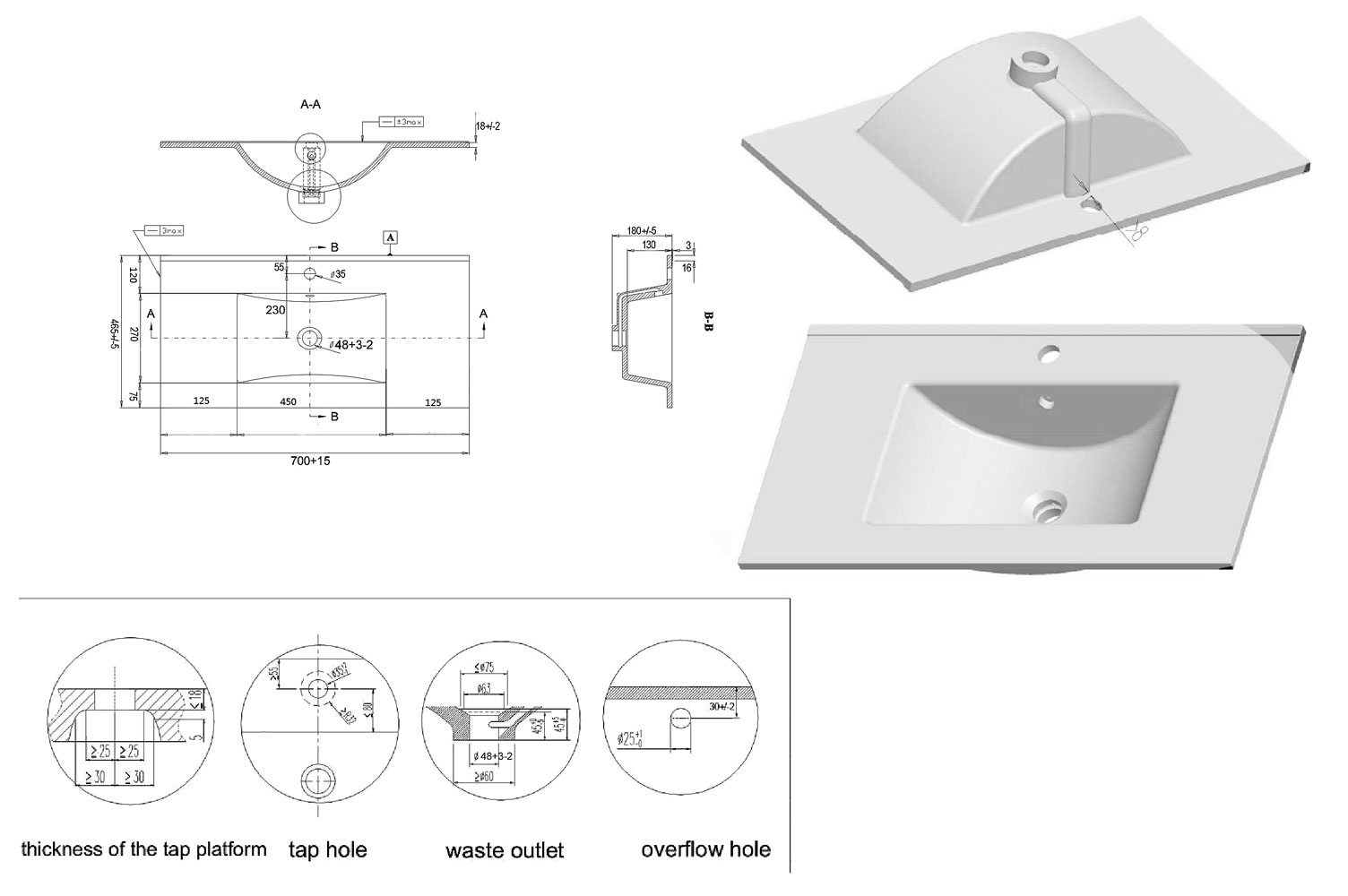 Badmöbel Milano XL 172cm Doppel- Waschtisch SoftClose eiche hell