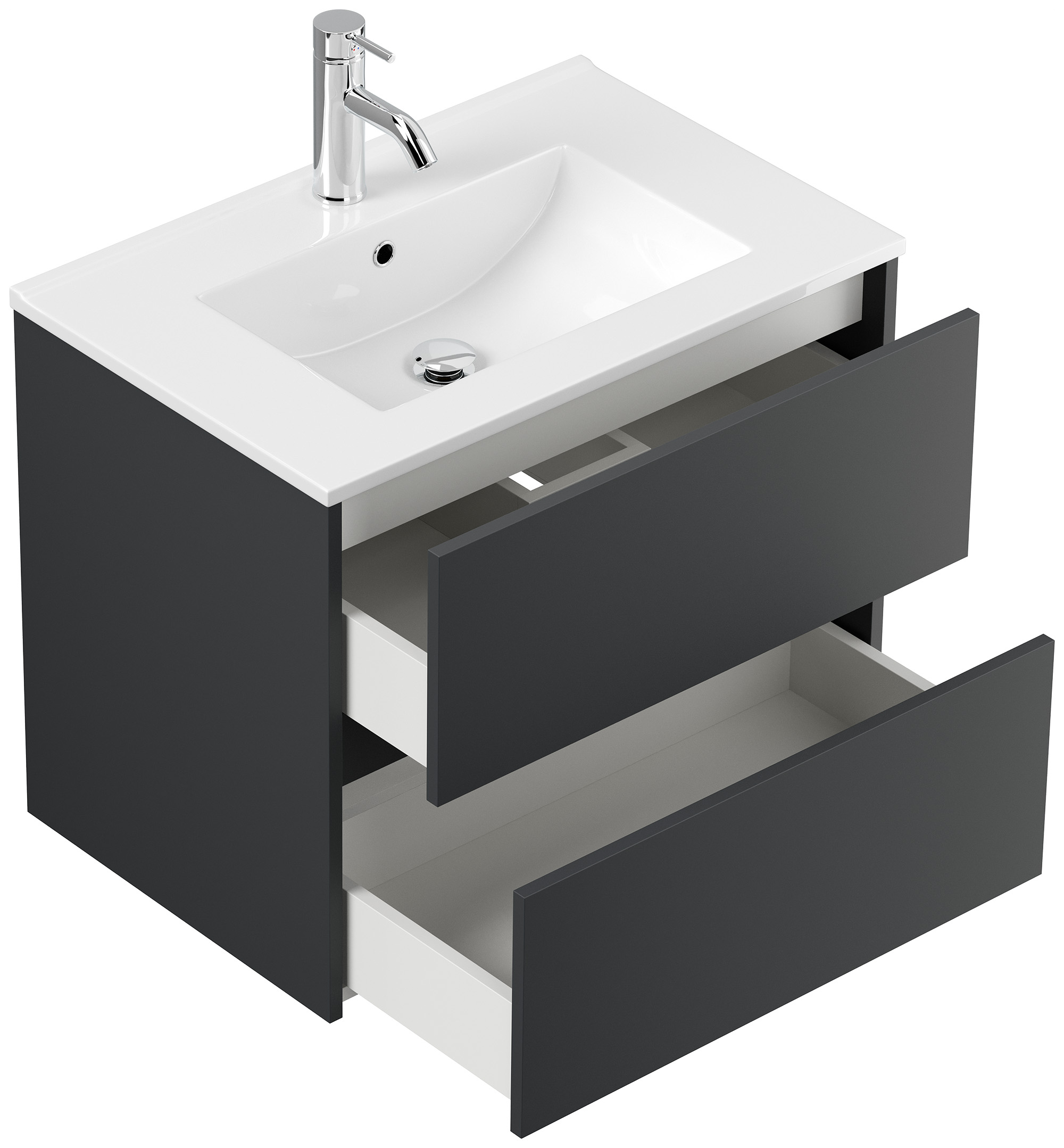 Badmöbelset Taifun 70cm 3tlg mit Spiegelschrank & Seitenschrank grafit