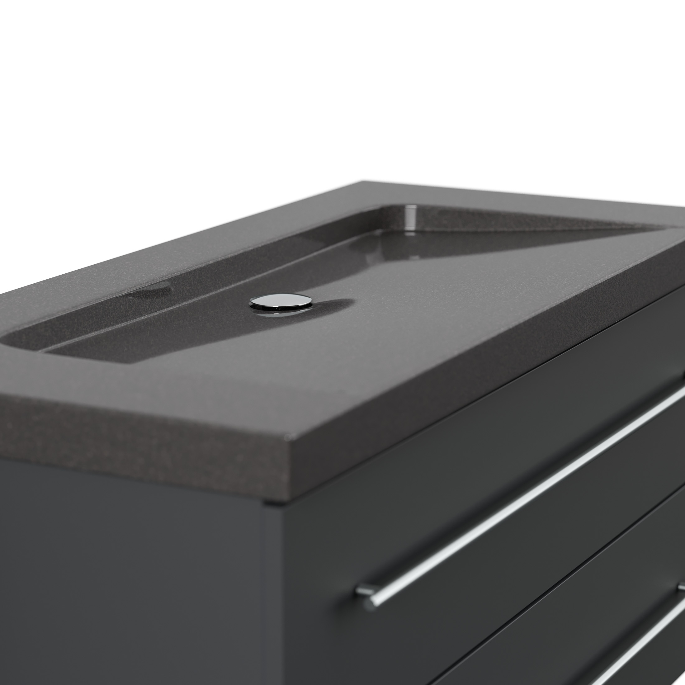 Badmöbel Granit India Black Damo 100 cm ohne Hahnloch SoftClose grafit