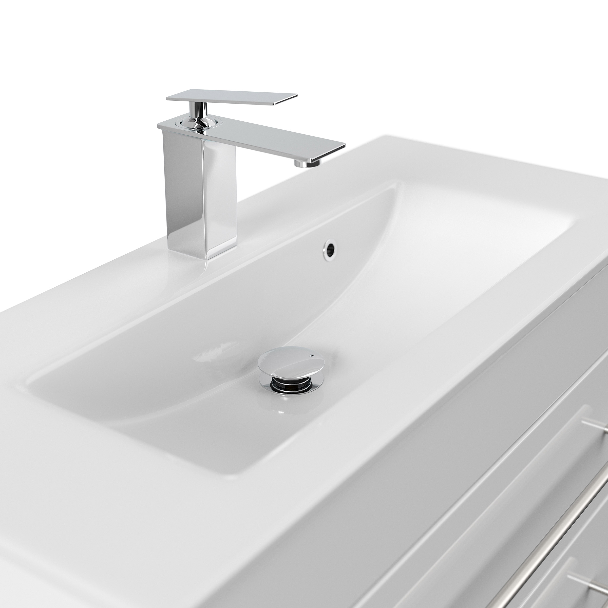 Badmöbel Mars 800 2-teilig mit LED Spiegel SlimLine SoftClose weiss hochglanz