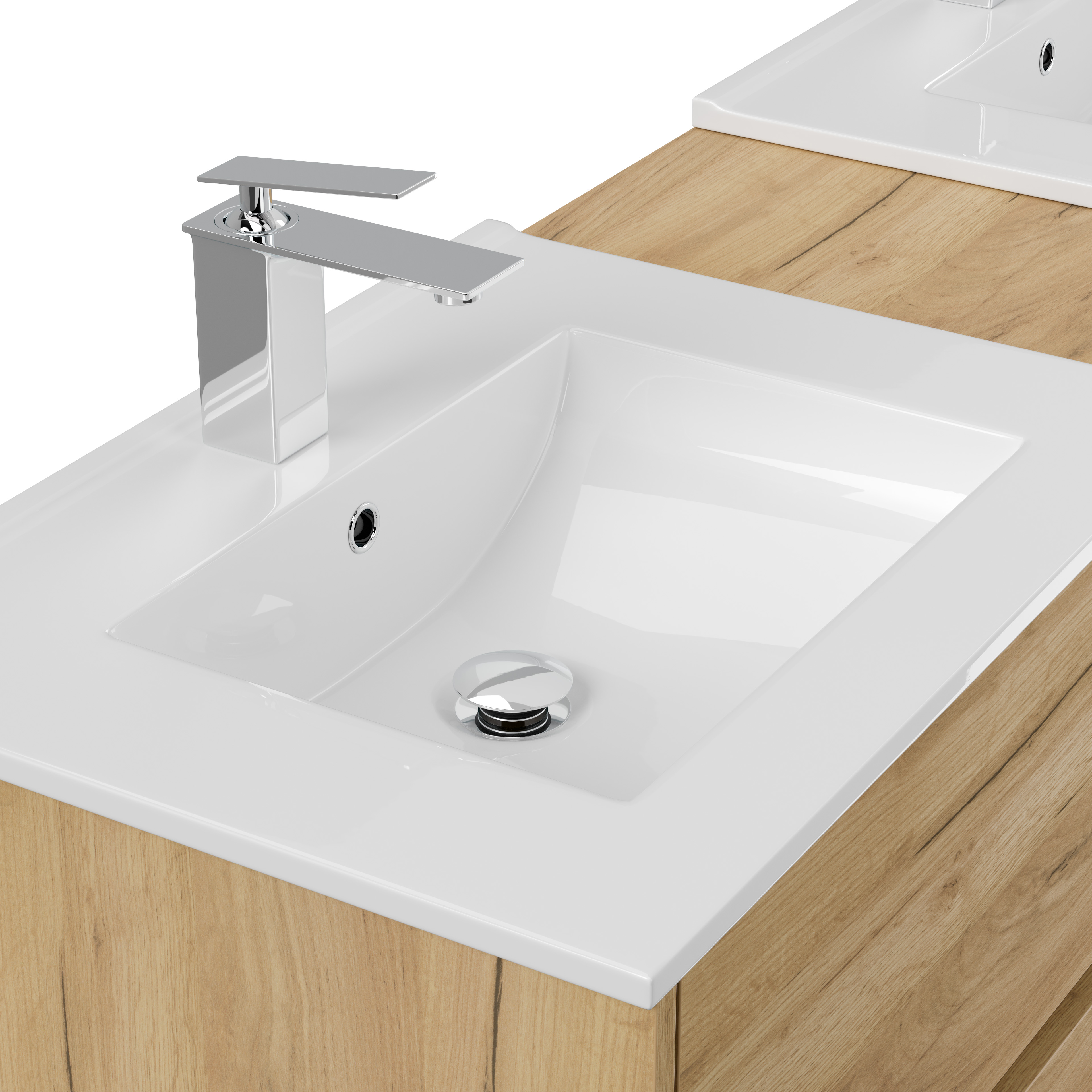 Badmöbelset Taifun 150cm 5tlg mit 2x Spiegelschrank & 2x Badschrank eiche gold