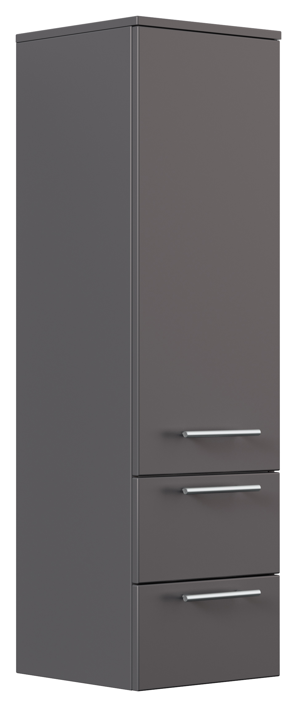 Hochschrank 120 cm anthrazit mit Glaseinlagen