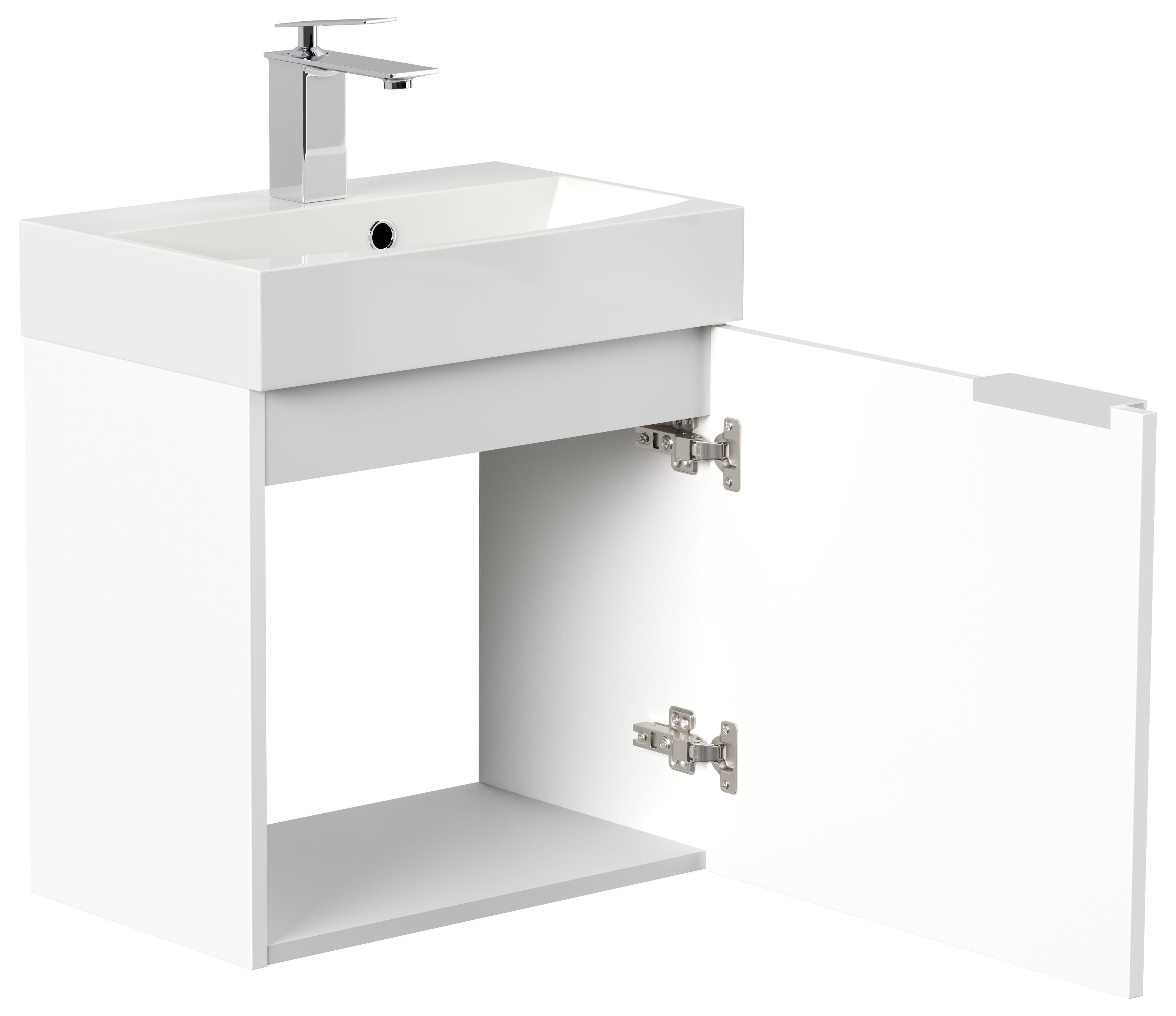 Gäste WC Badmöbel Kubus Slimline 50cm SoftClose weiß hochglanz
