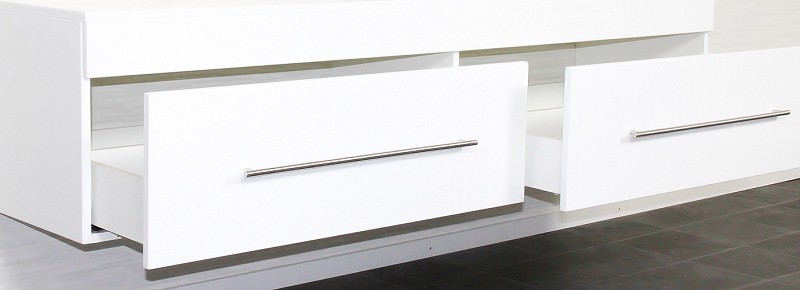 Badmöbel Classico XL weiss hochglanz mit Aufsatzwaschbecken