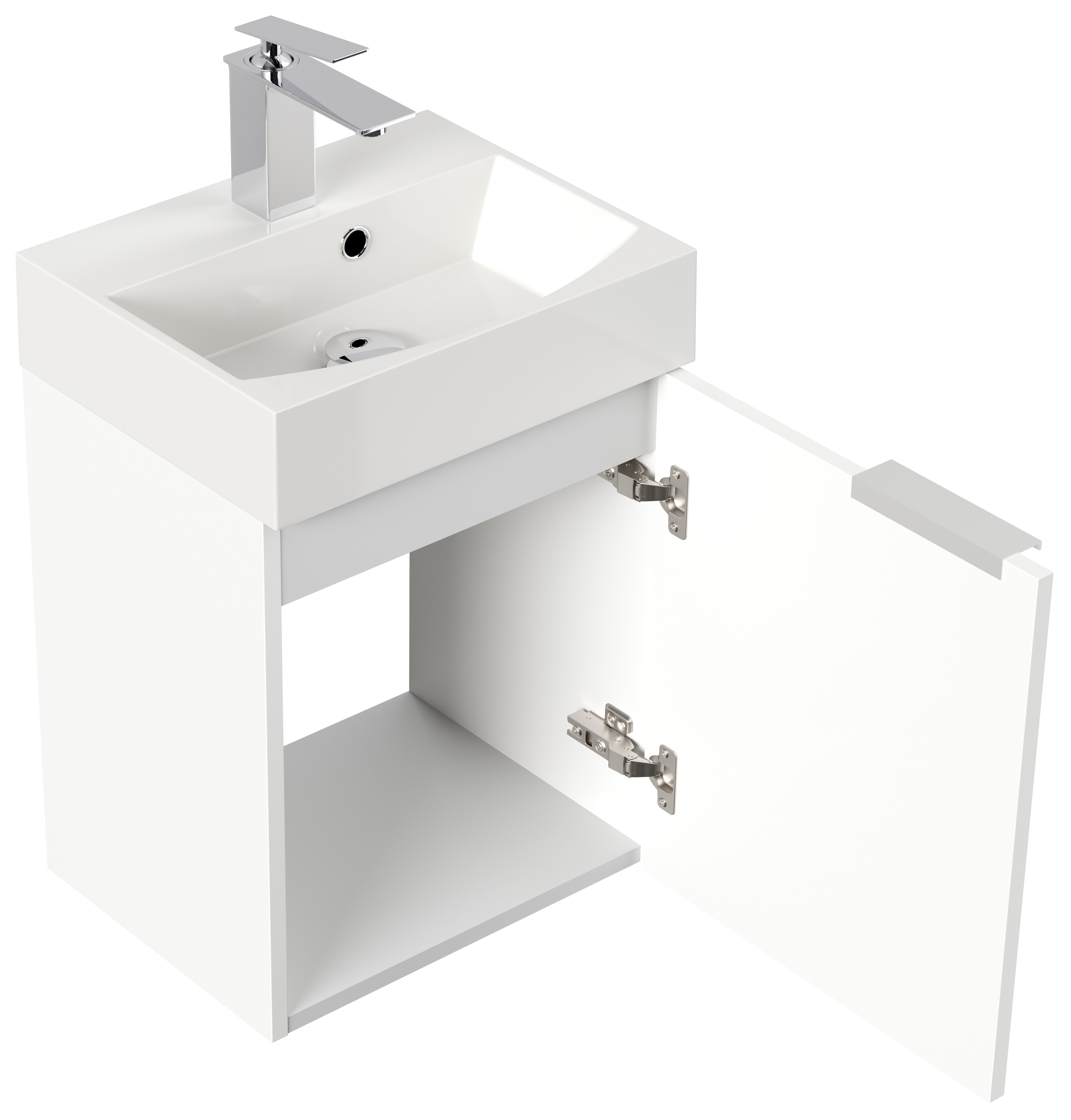 Gäste WC Badmöbel Kubus Slimline 40cm SoftClose weiß hochglanz