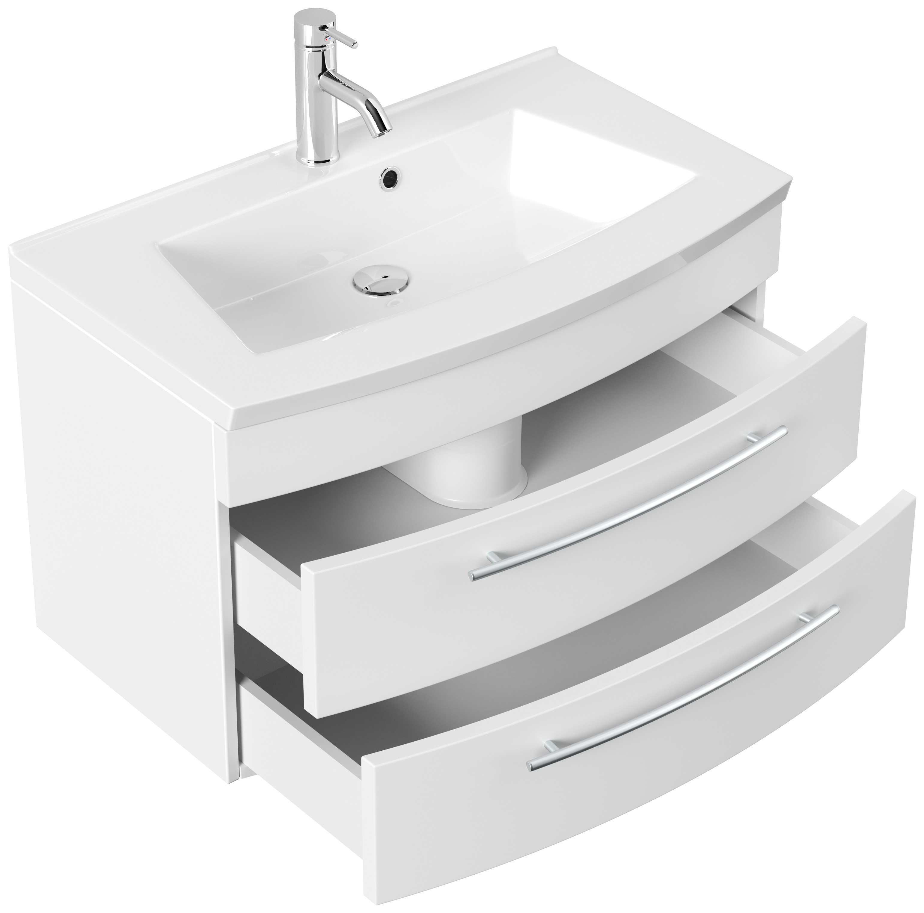 Badmöbel Bella 80 mit runder Front SoftClose lackiert weiss matt