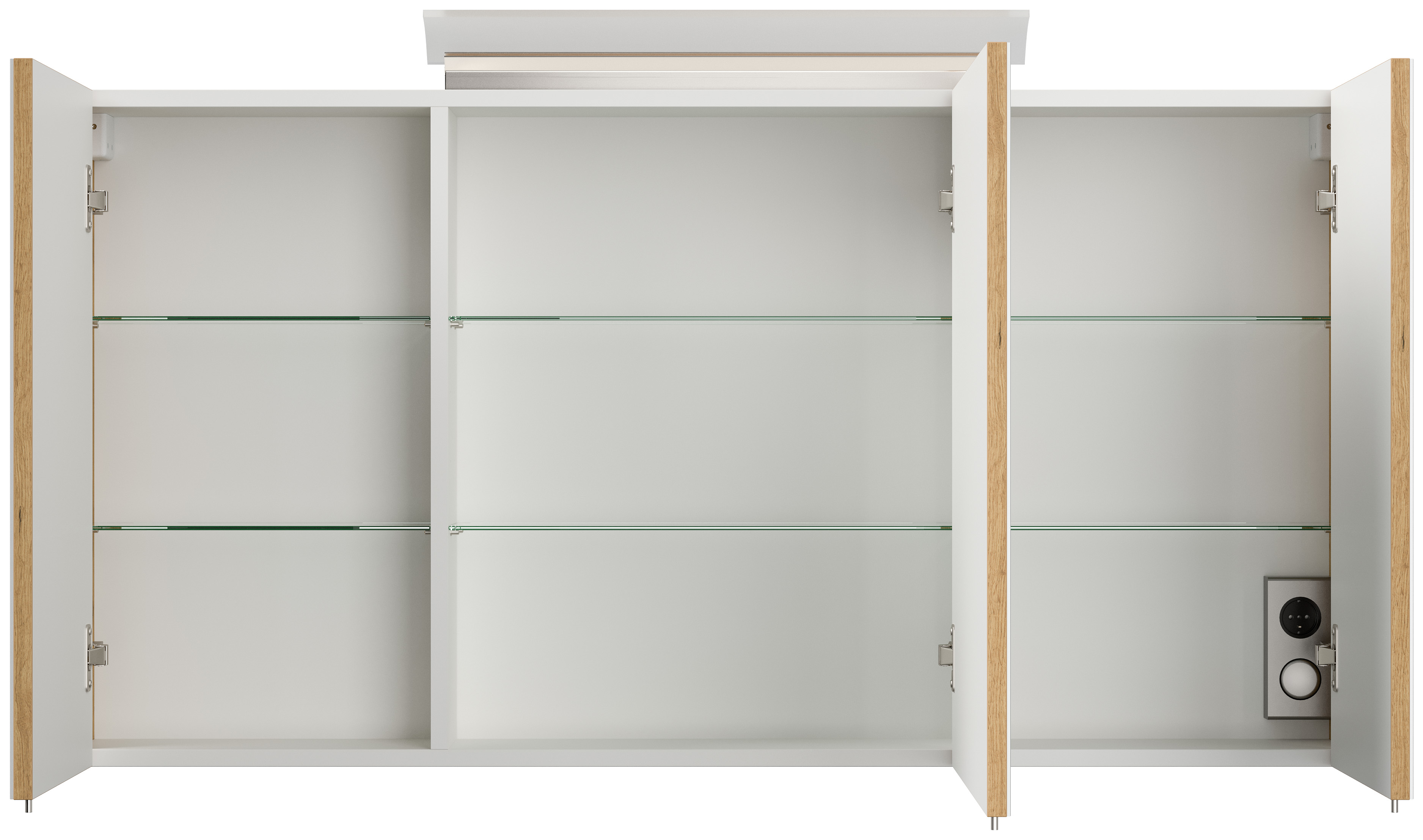 Badmöbelset Helios 4-teilig Spiegelschrank Hochschrank 3er Boxen eiche gold
