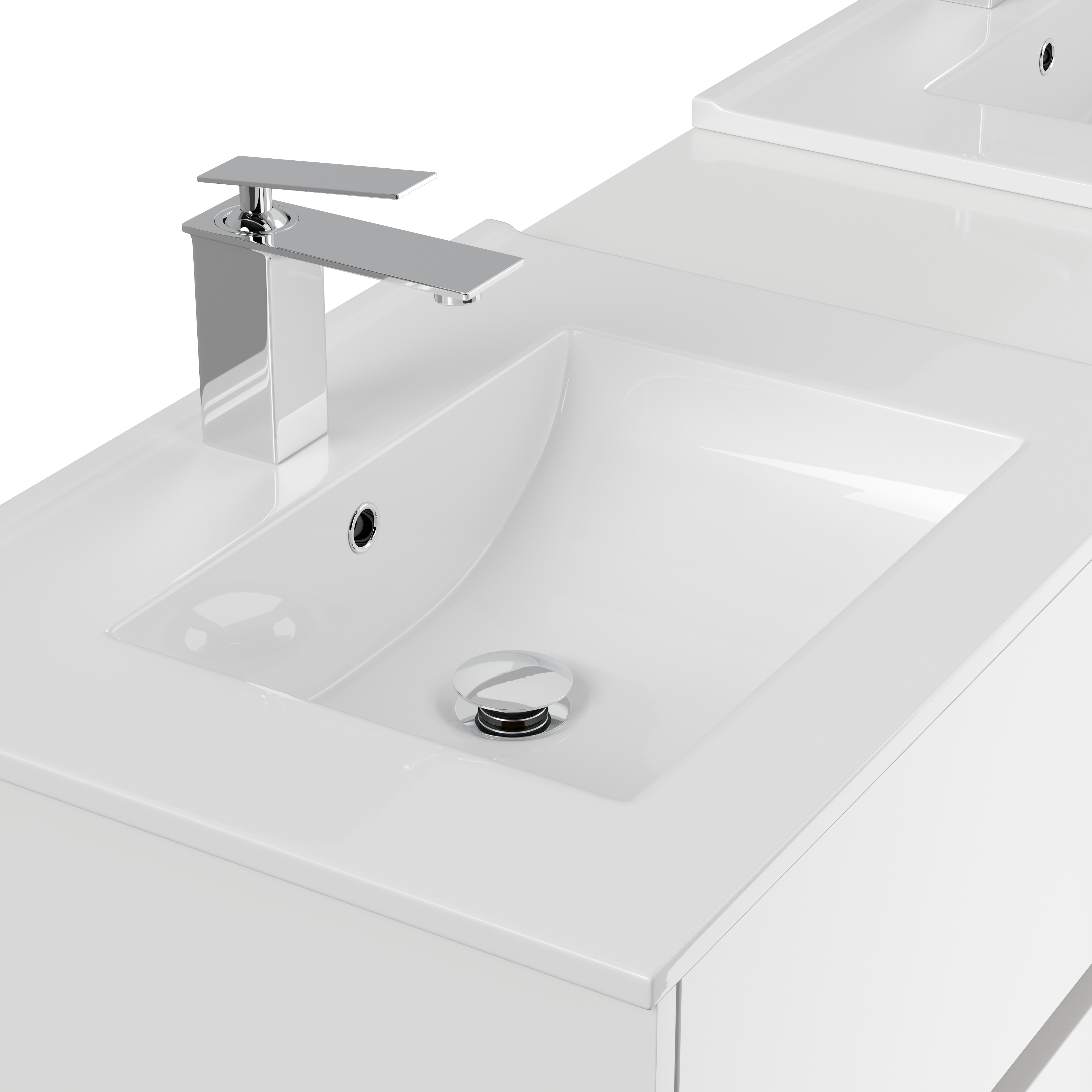 Badmöbelset Taifun 150cm 4tlg mit 2x Spiegelschrank & Seitenschrank weiß Hgl