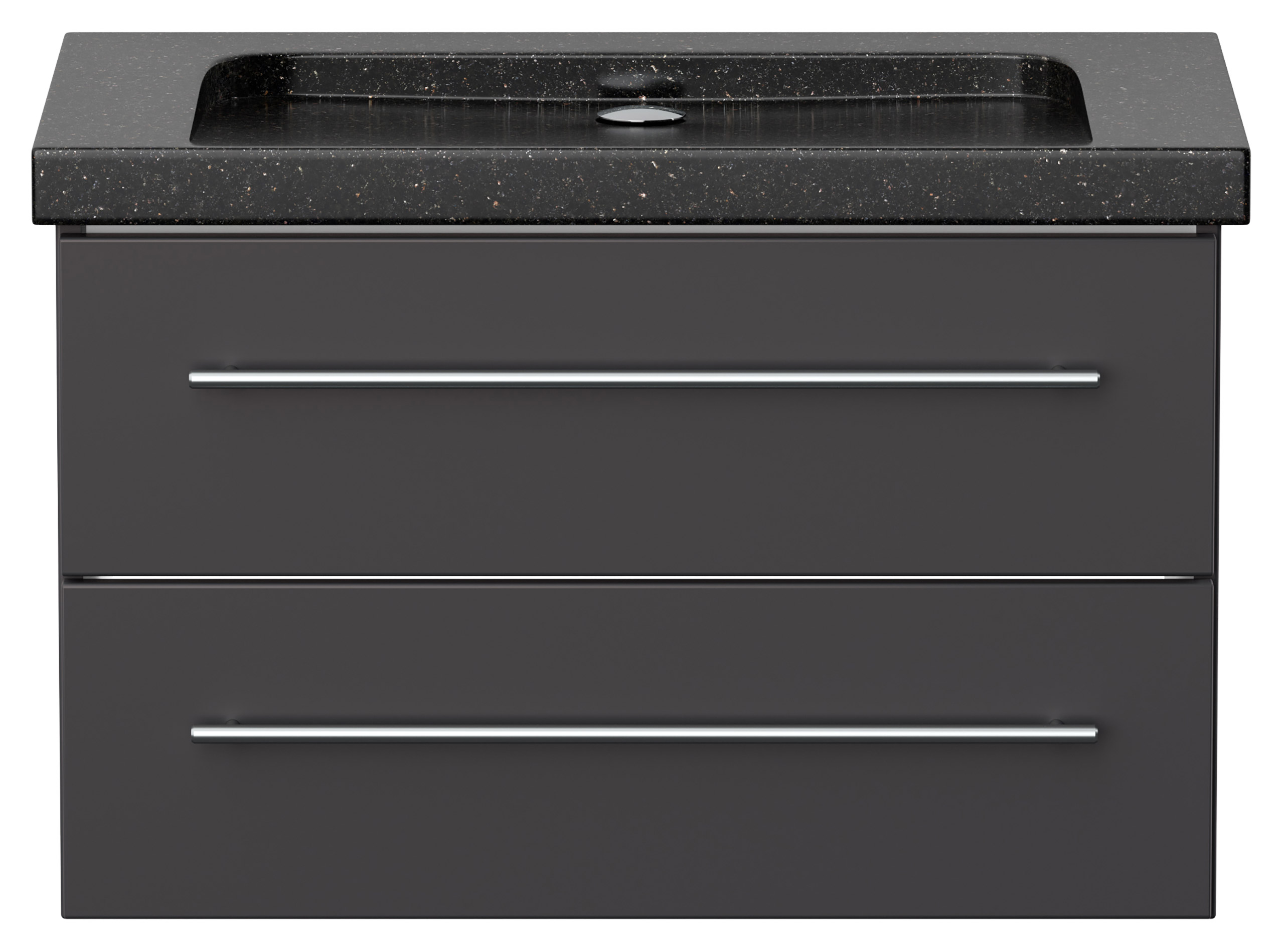 Badmöbel Granit Galaxy Black Damo 75 cm ohne Hahnloch SoftClose anthrazit