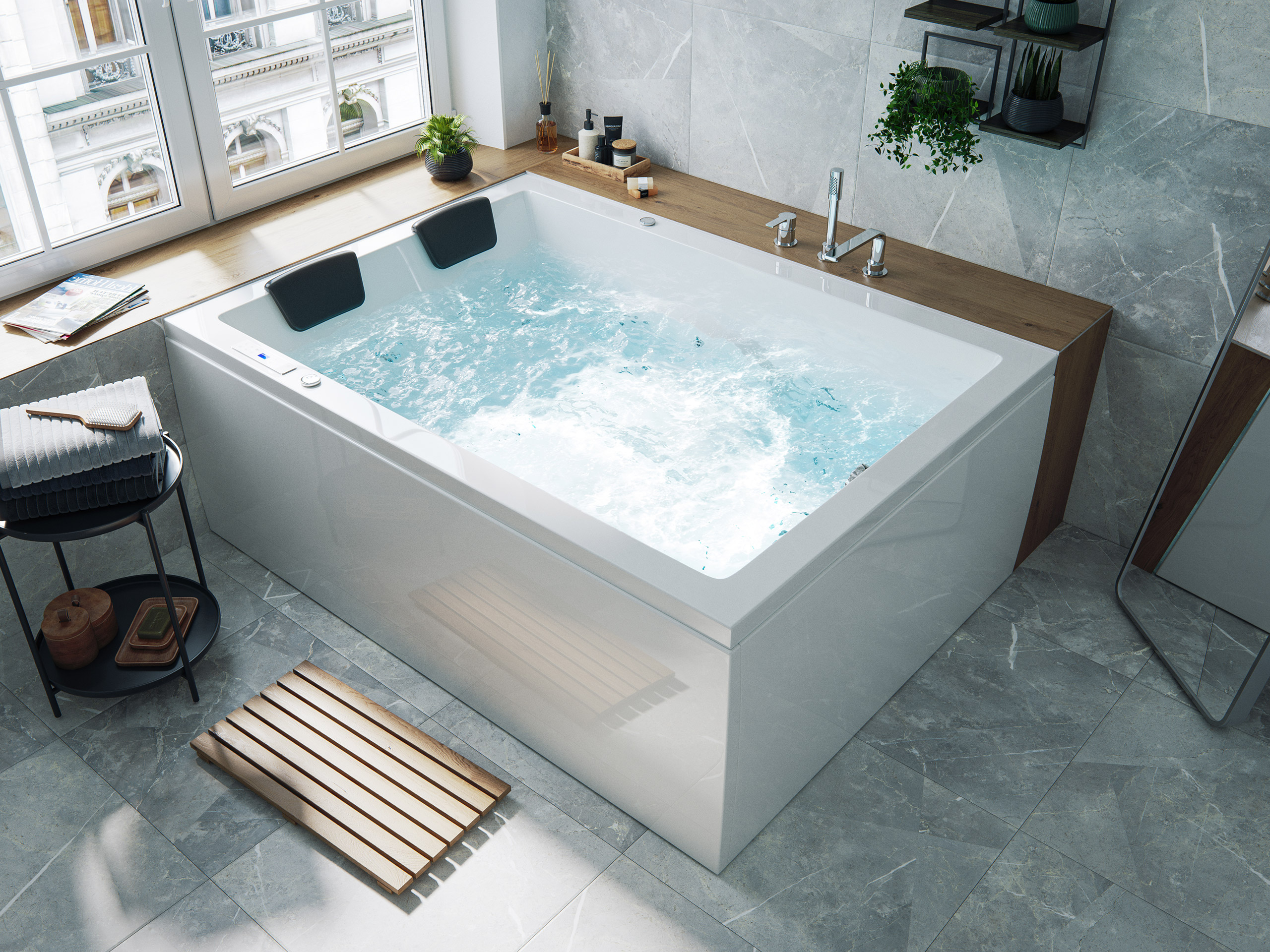 Whirlpool Andalusia 2 Pers. 180x130 links Made in Germany 24 Düsen ohne Armatur