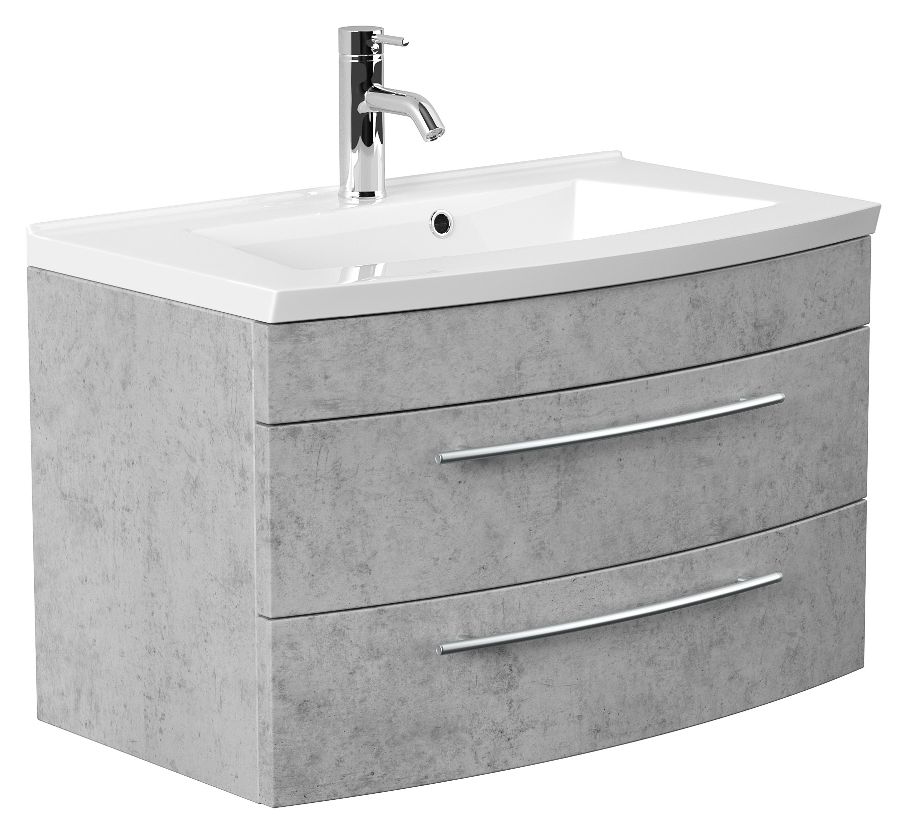 Badmöbel Bella 80 mit runder Front SoftClose beton