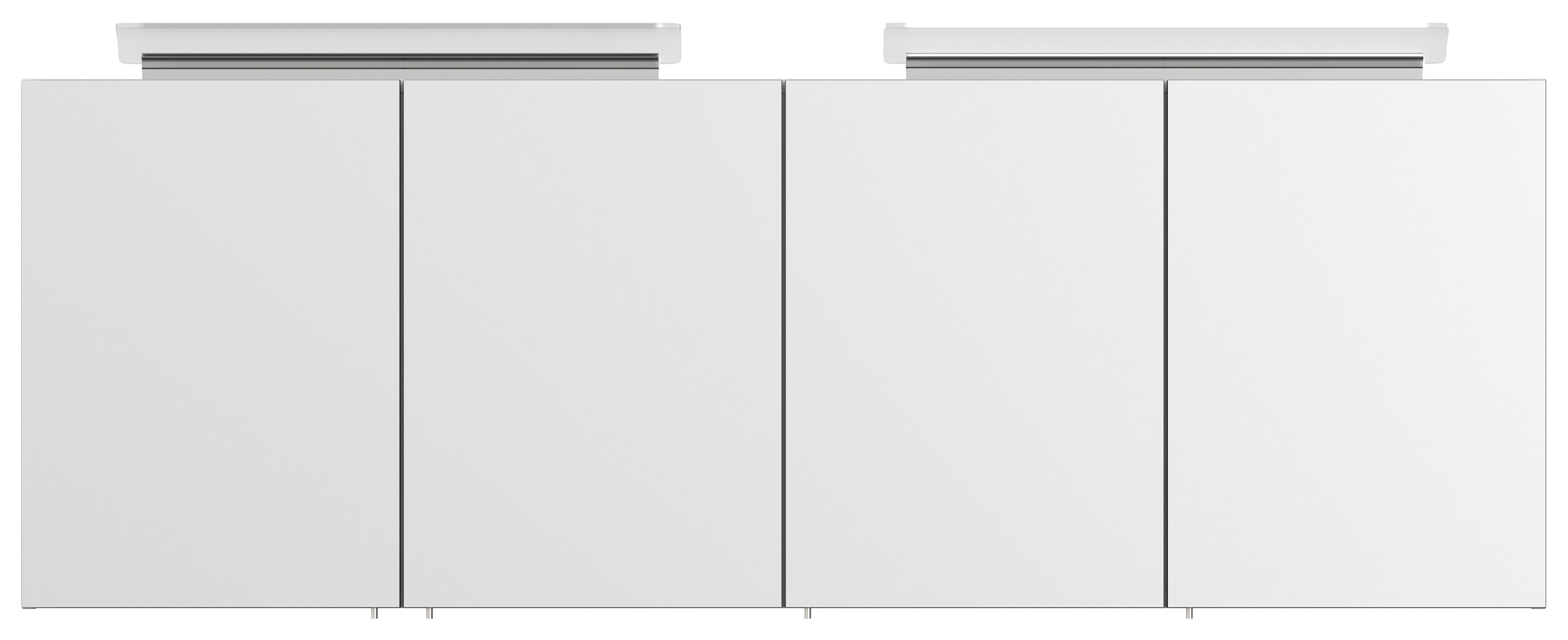 Spiegelschrank 180cm mit Acryl-Lampe und Glasböden Weiss hochglanz