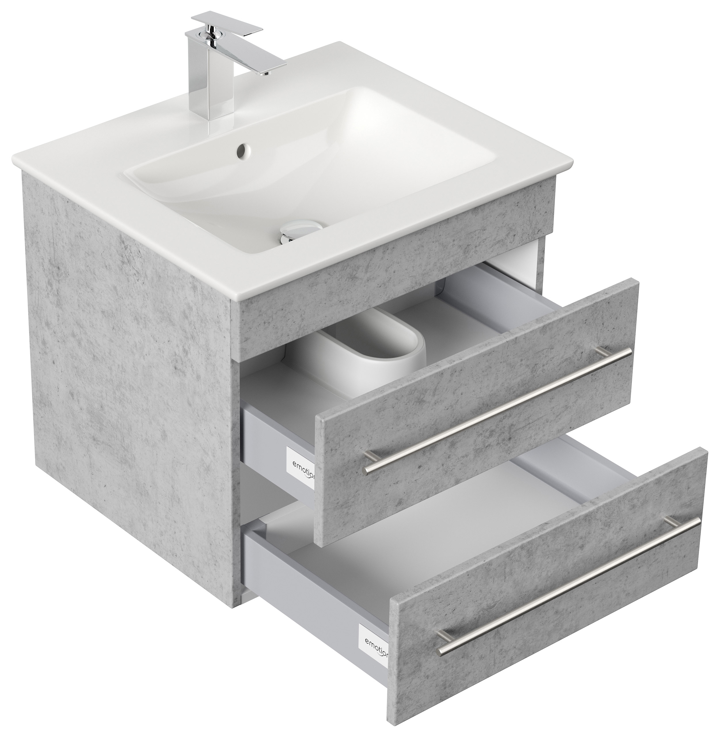 Badmöbel Set 3tlg mit V&B Venticello Waschbecken 60cm beton