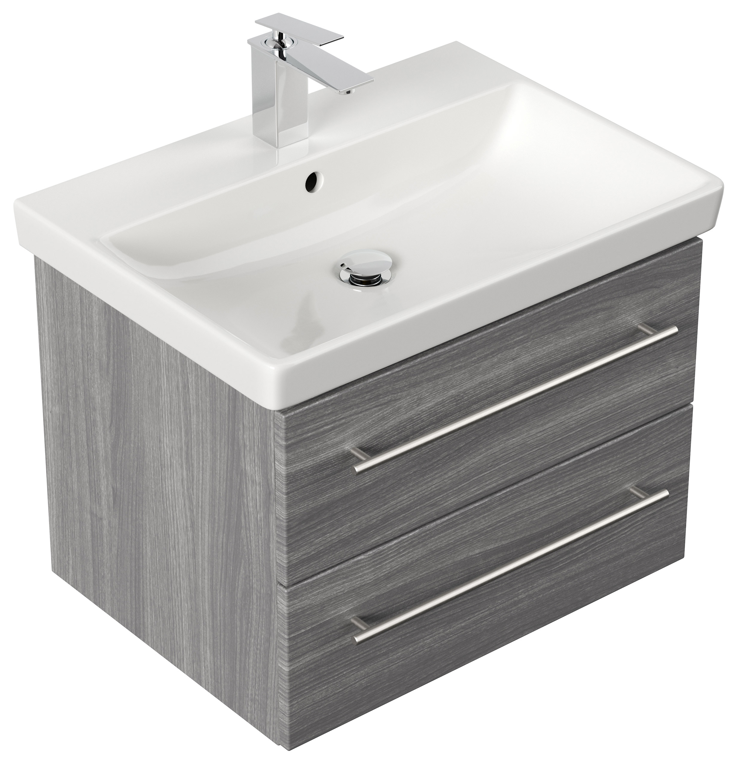 Badmöbel mit Villeroy & Boch Avento Waschbecken 65cm SoftClose silbereiche