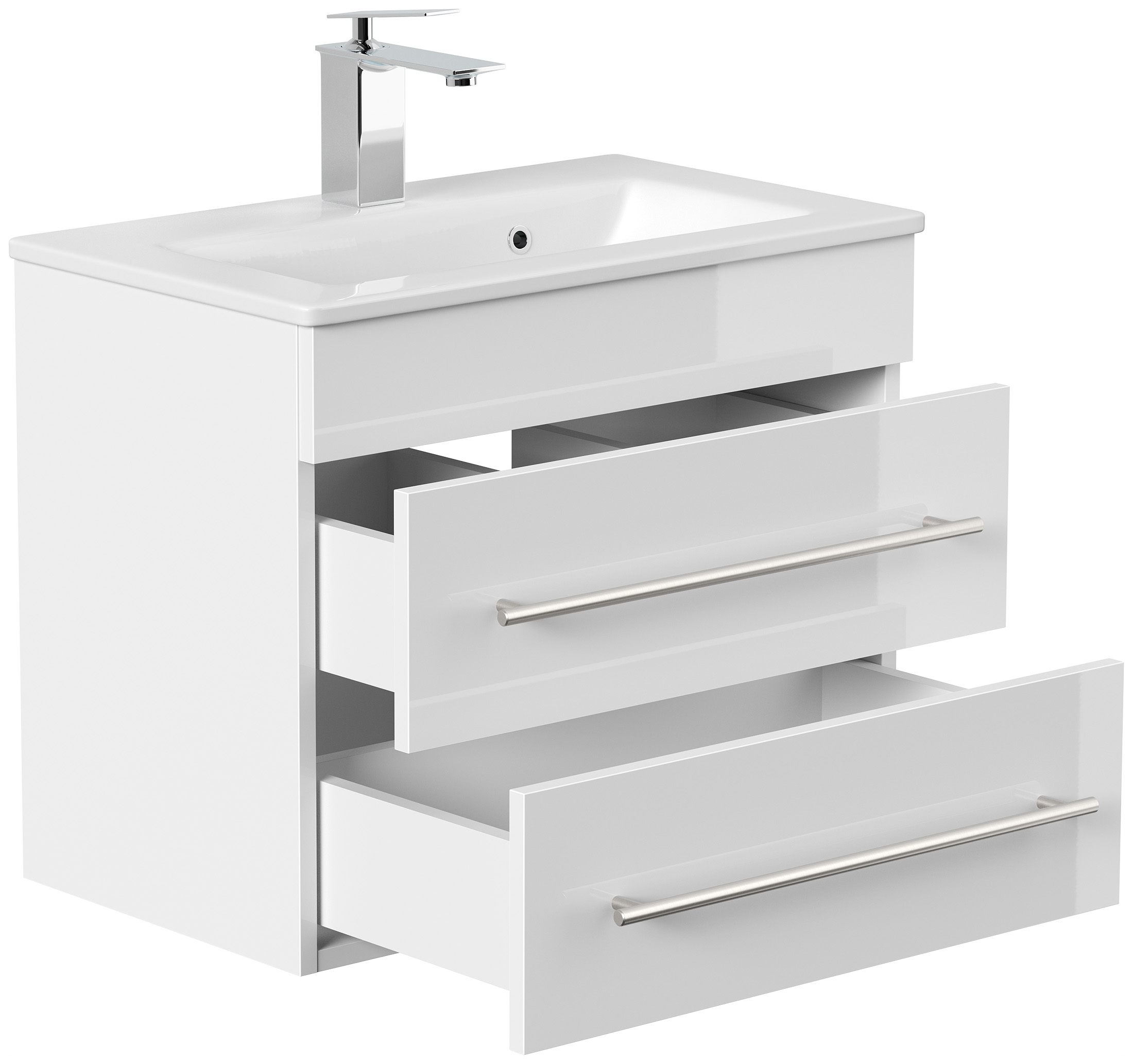 Badmöbel Mars 600 SlimLine SoftClose weiss hochglanz