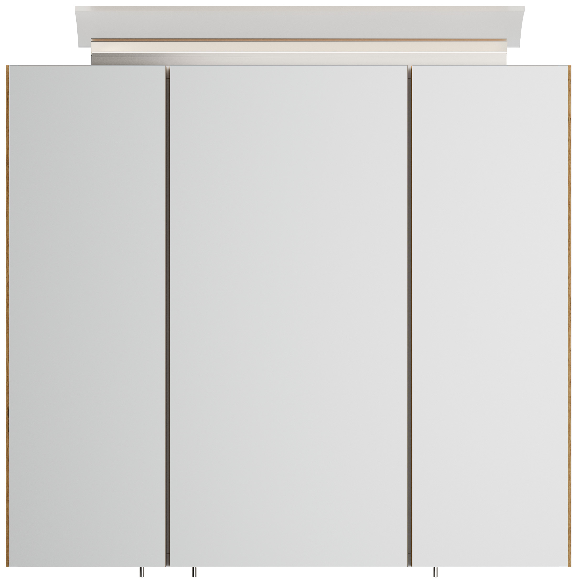 Spiegelschrank 70cm inkl. Design LED-Lampe und Glasböden eiche gold
