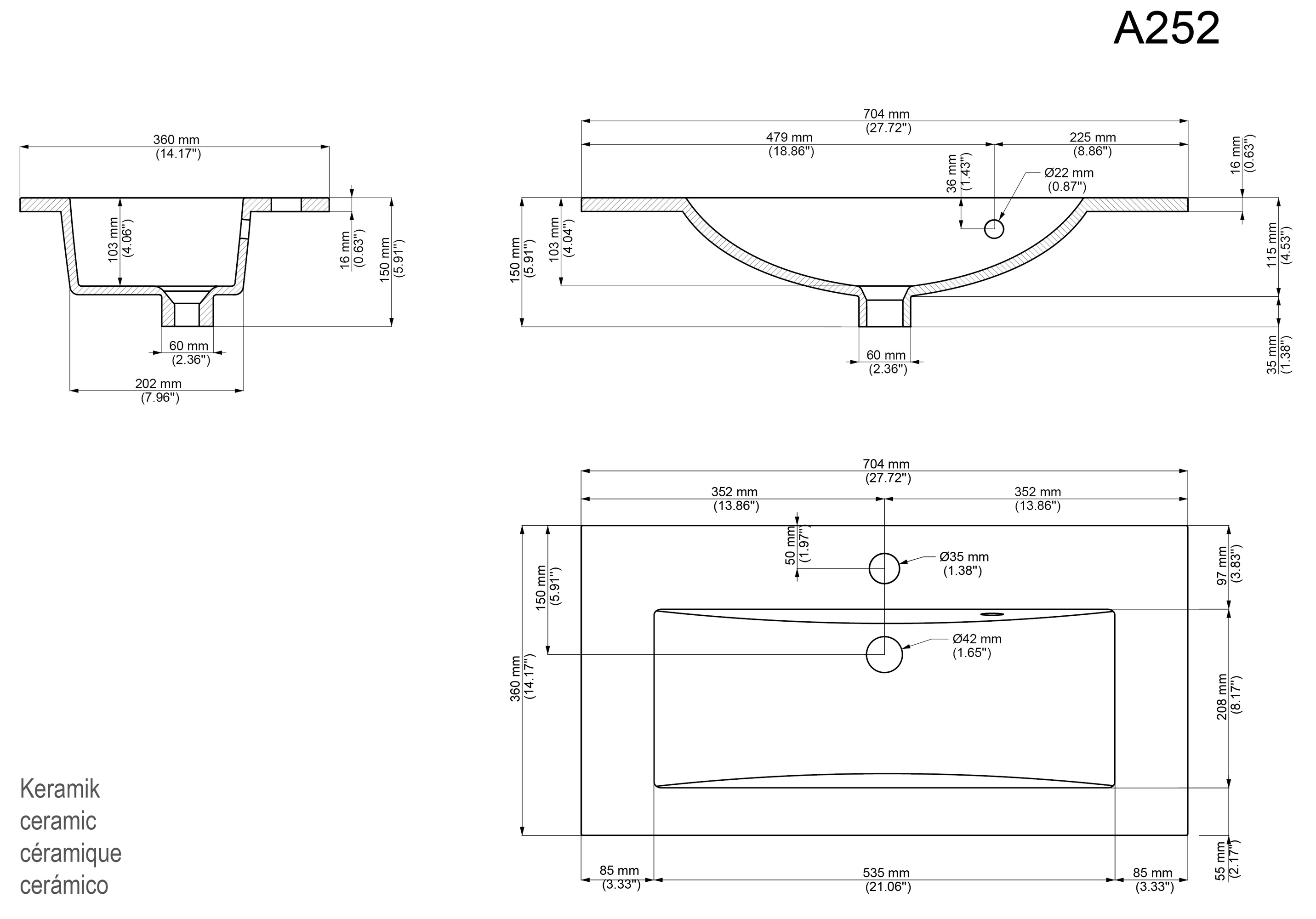 Badmöbel Mars 700 2-teilig mit LED Spiegel SlimLine SoftClose beton