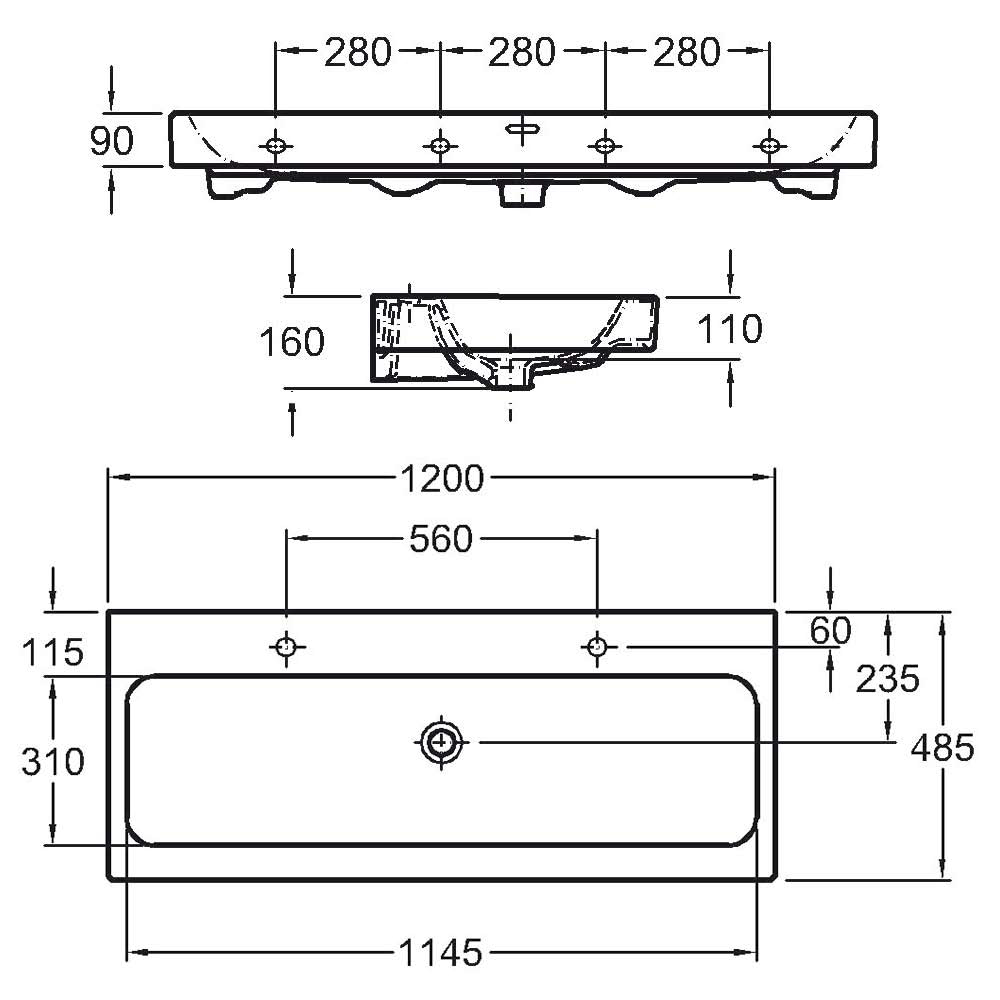 Badmöbel mit Geberit Icon Waschbecken 120 cm SoftClose silbereiche