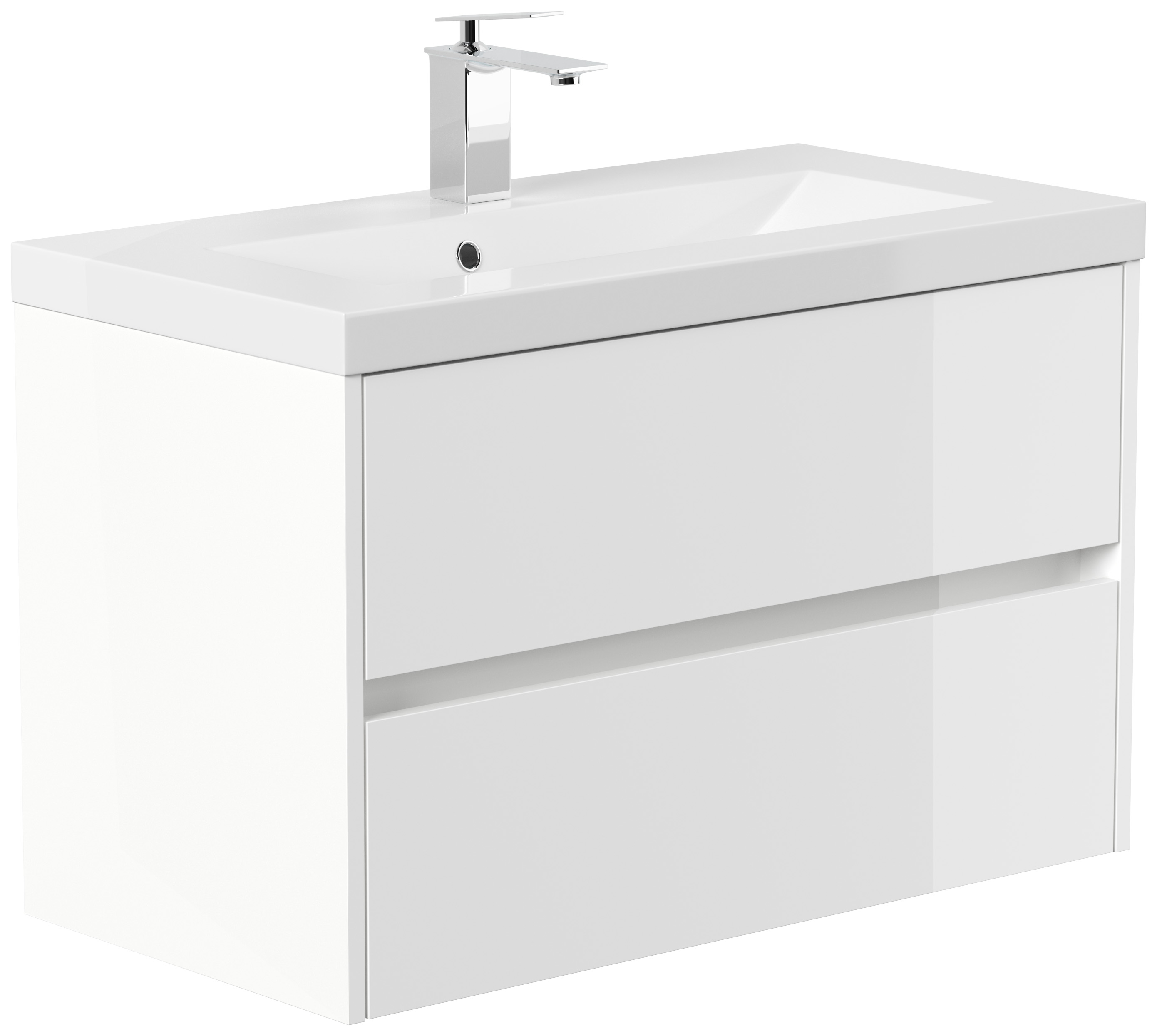 Badmöbel Melora & Waschtisch 80cm 2 Greifraum SoftClose Auszüge weiss hochglanz