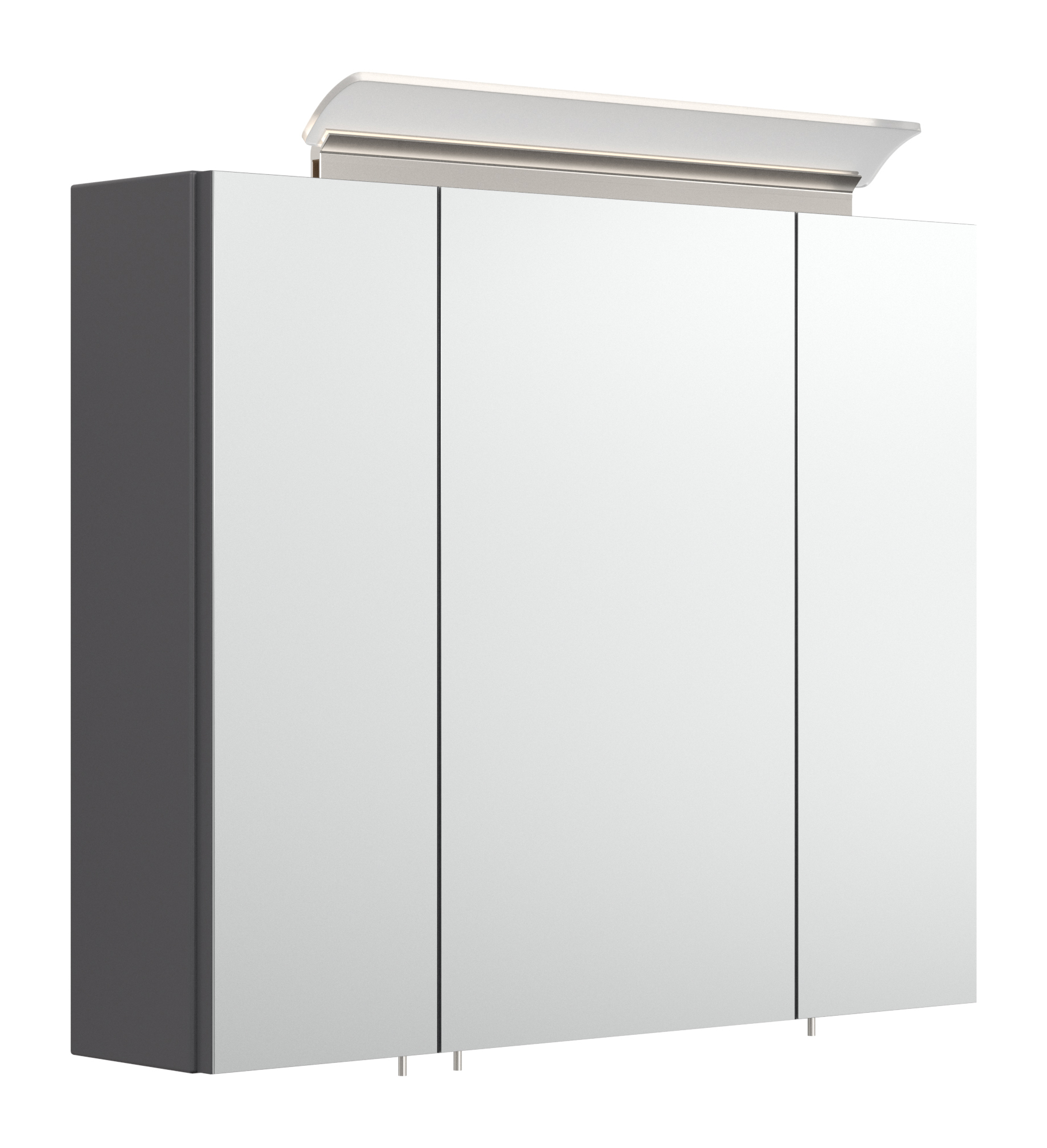 Spiegelschrank 75cm inkl. Design LED-Lampe und Glasböden anthrazit