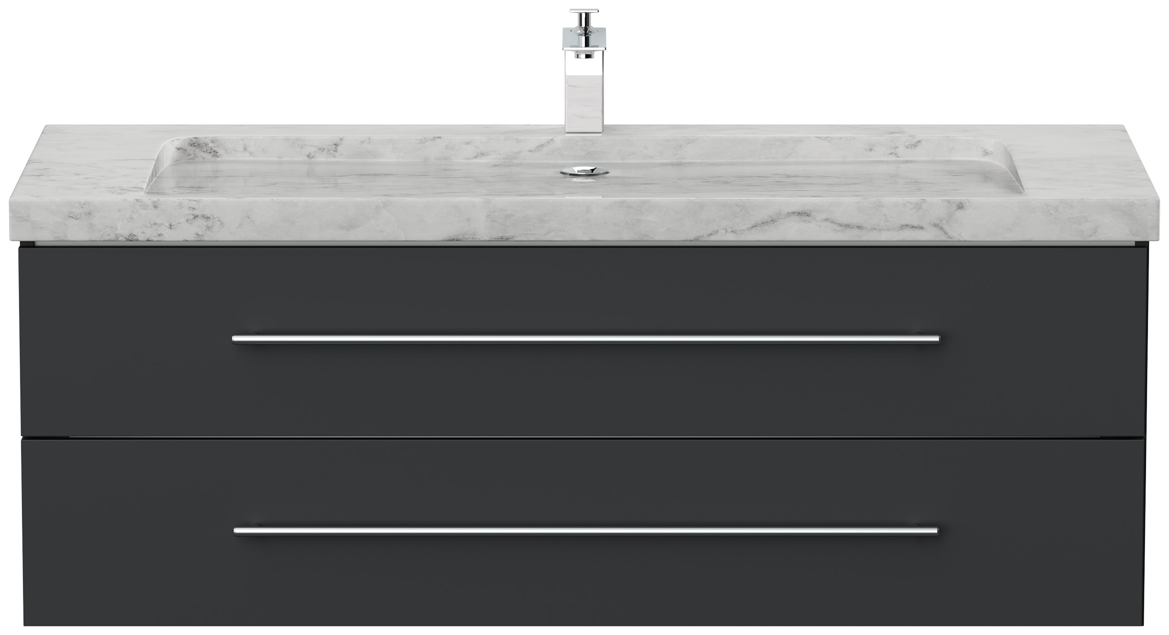 Badmöbel Marmor Carrara White Damo 130 cm 1 Hahnloch SoftClose grafit