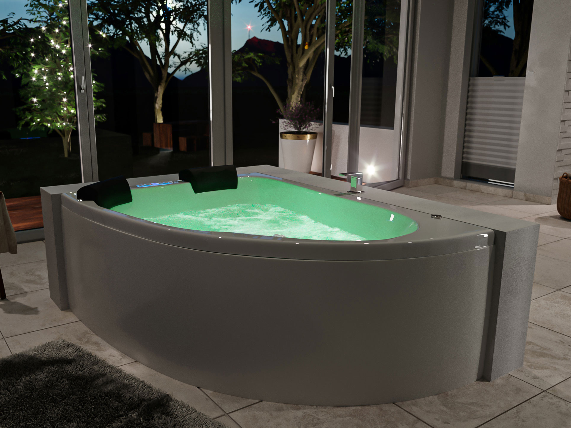 Eck Whirlpool Royal XL 180x130 links Made in Germany 21 Düsen Befüllung Überlauf
