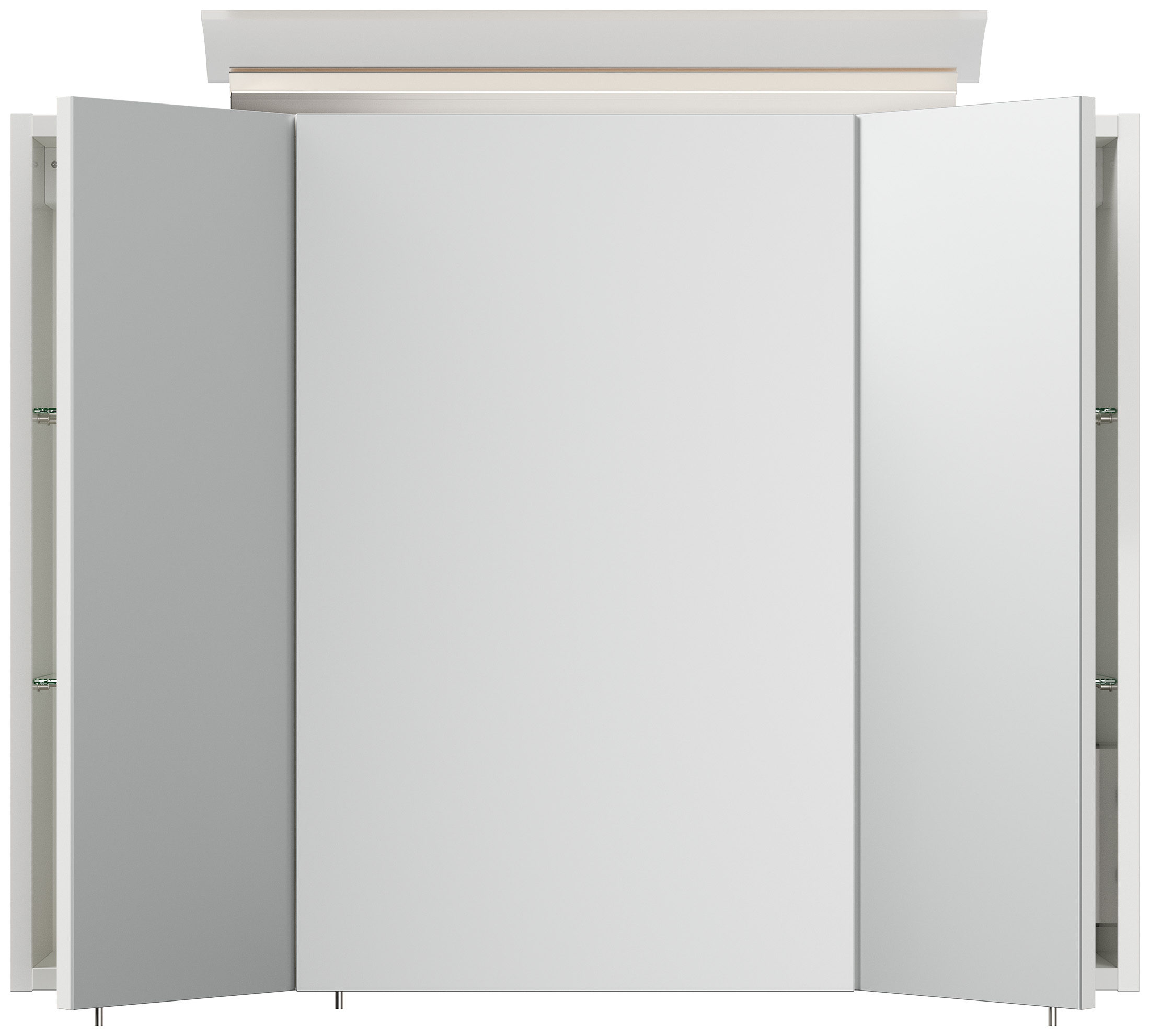 Spiegelschrank 80cm inkl. Design LED-Lampe und Glasböden weiss hochglanz
