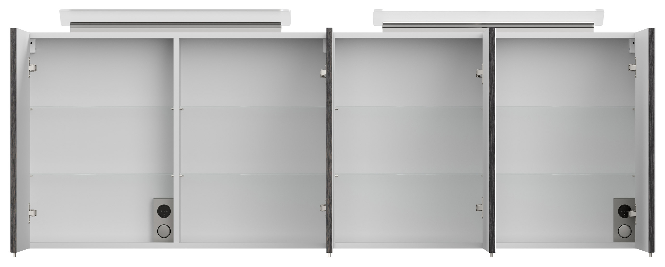 Spiegelschrank 180cm mit Acryl-Lampe und Glasböden Anthrazit gemasert
