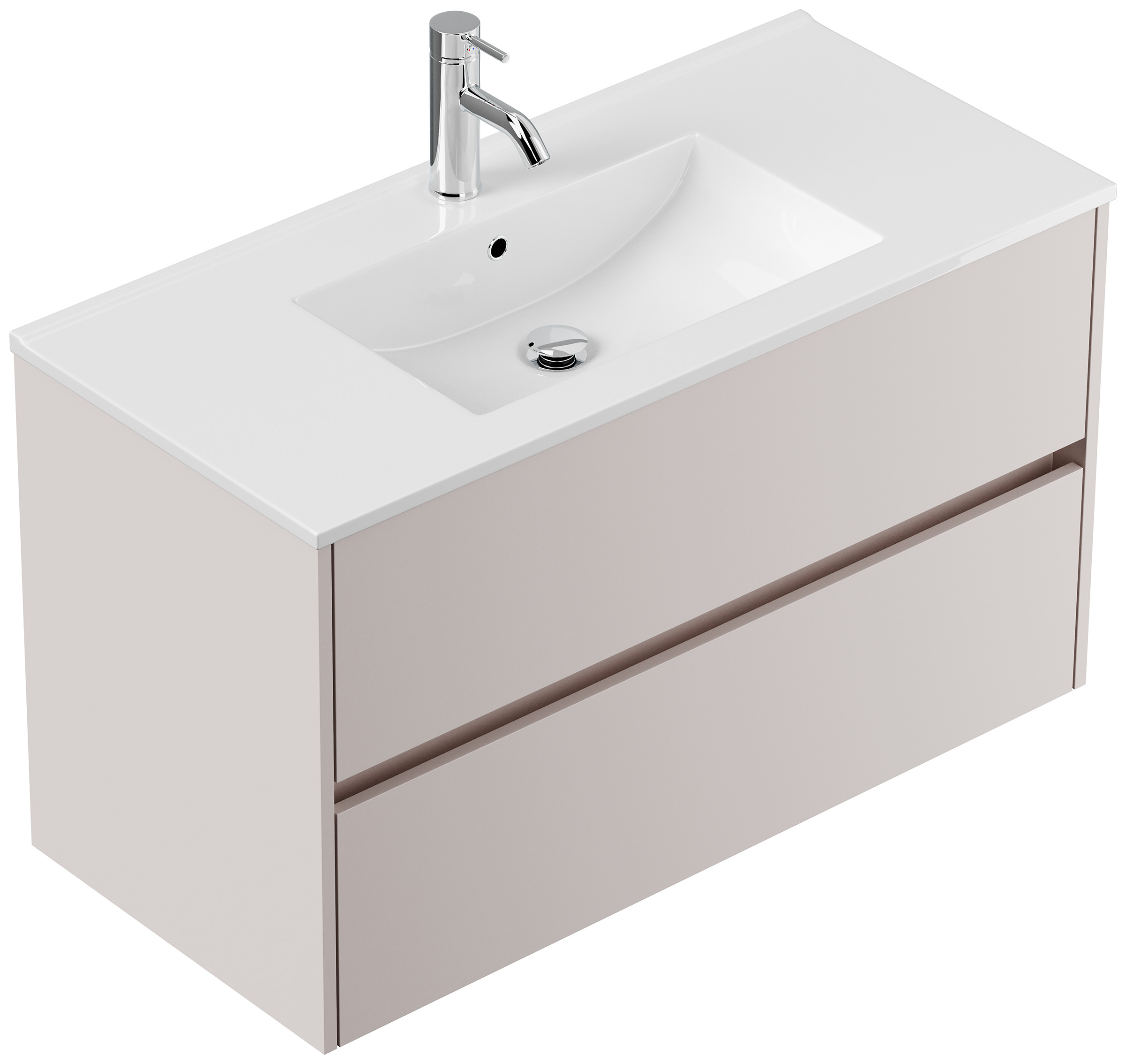 Badmöbel Taifun mit Waschtisch 100 cm 2 Greifraum SoftClose Auszüge eiche gold