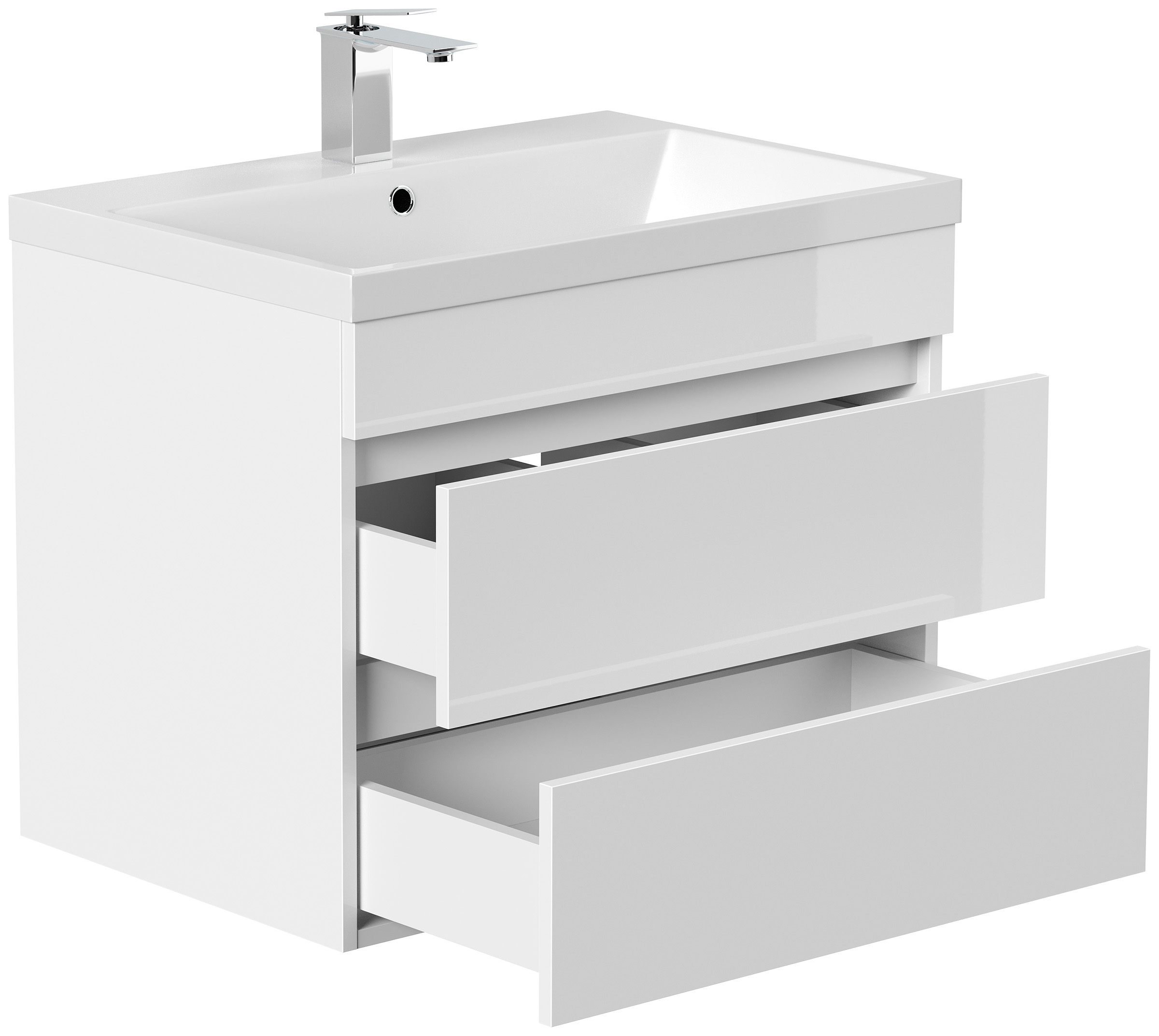 Badmöbel Via 70 SoftClose weiss hochglanz mit grifflosen Schubladen